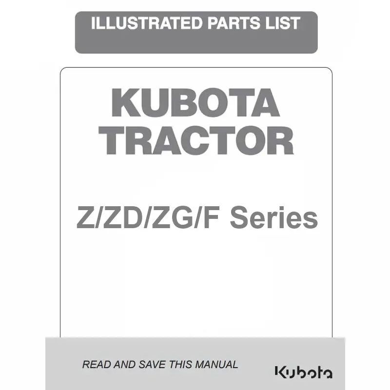 Kubota Z/ZD/ZG/F Parts Catalogs