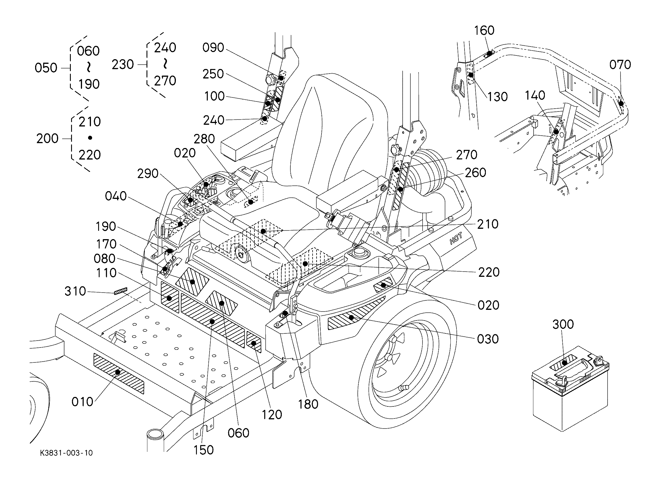 Kubota Z725KH-2 Parts Diagrams