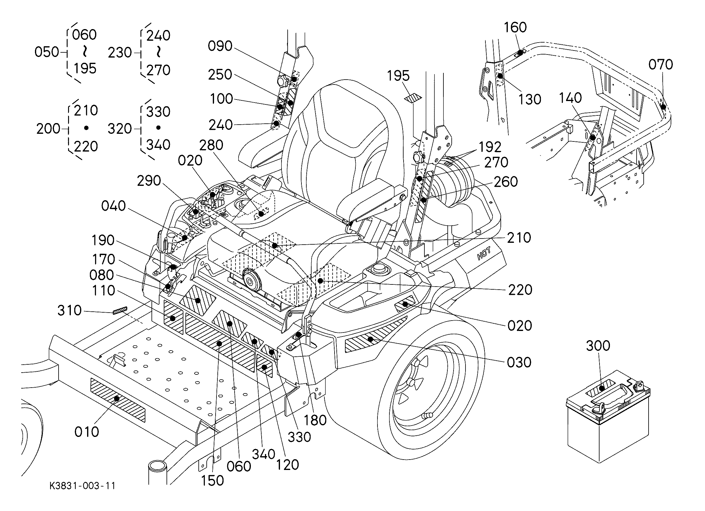 Kubota Z725KH-3 Parts Diagrams