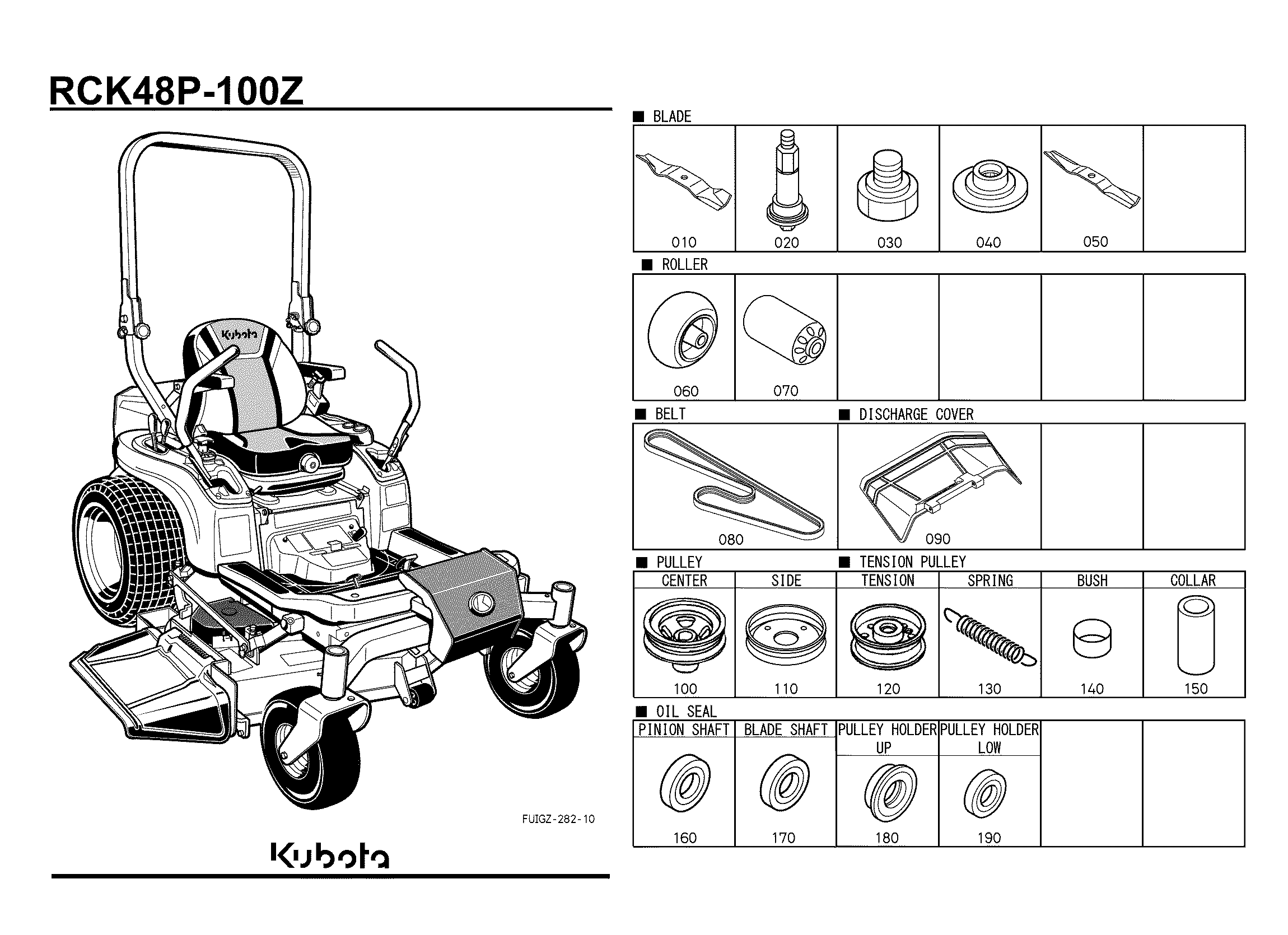 ニッコー　サンダーマップ　1/10 Kubota RCK60P-1000Z(ZD1021-3) Parts Diagrams
