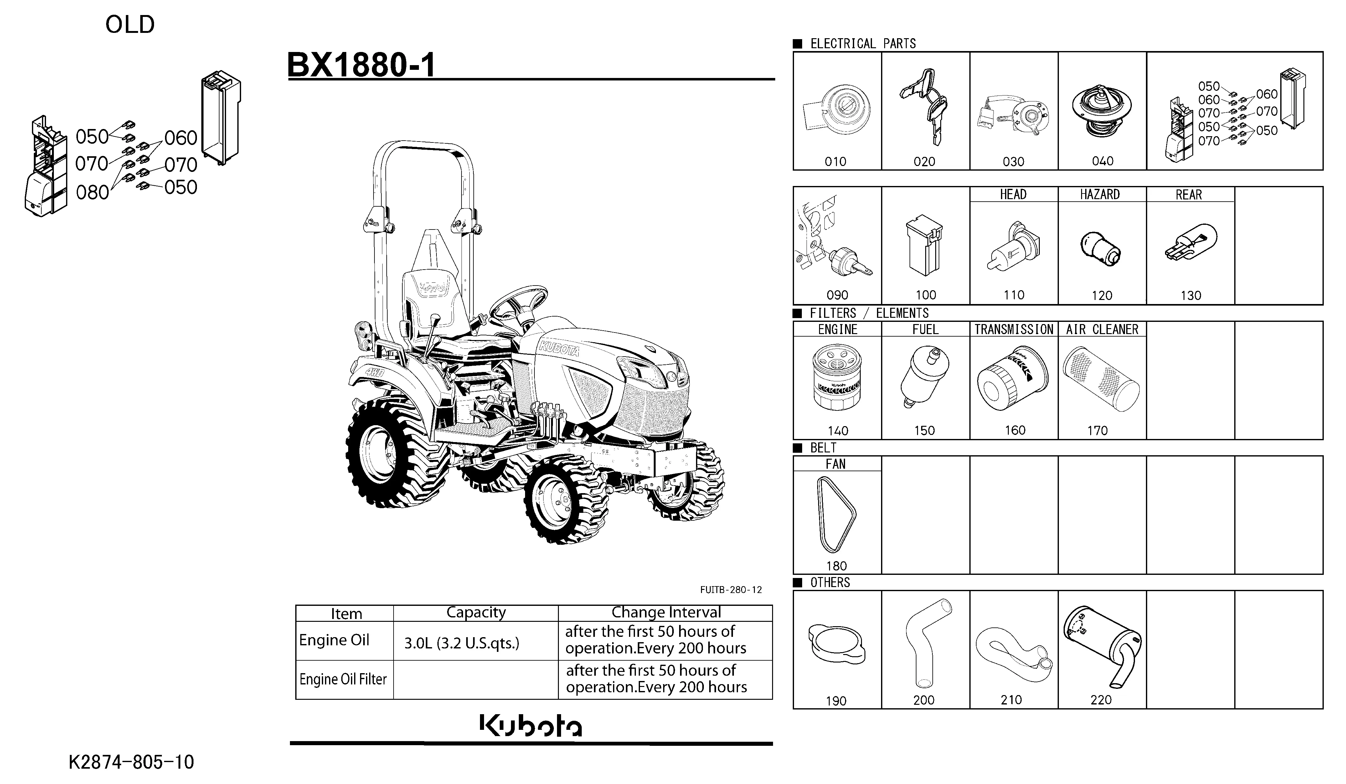 Kubota BX1880-1 Parts Diagrams