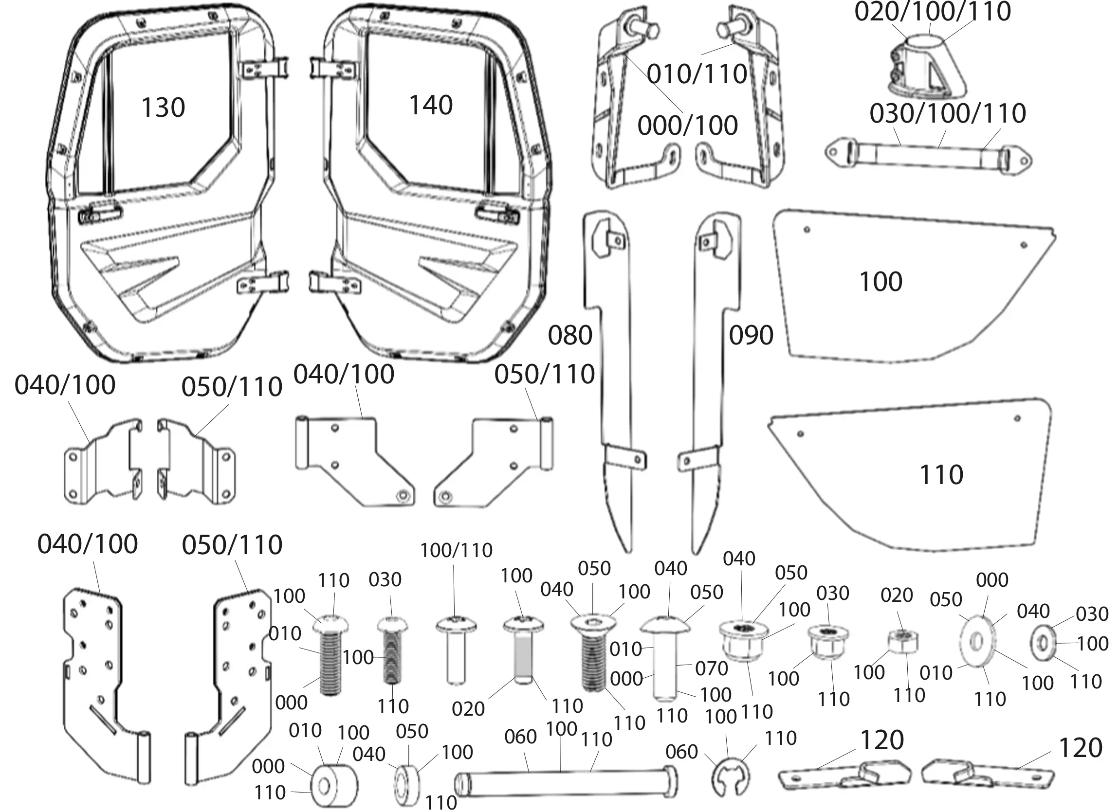 Kubota 77700-VP0810A POLY DOOR SET (RTV XG850 POLY DOOR SET) Parts