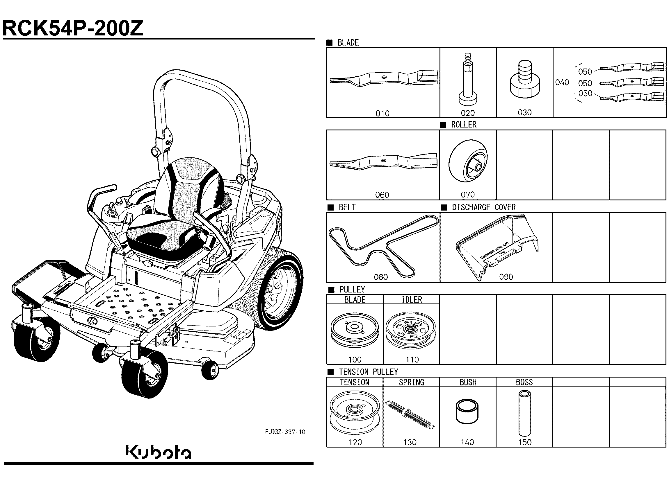 Kubota RCK54P-200Z(Z252KW/Z252KH) Parts Diagrams