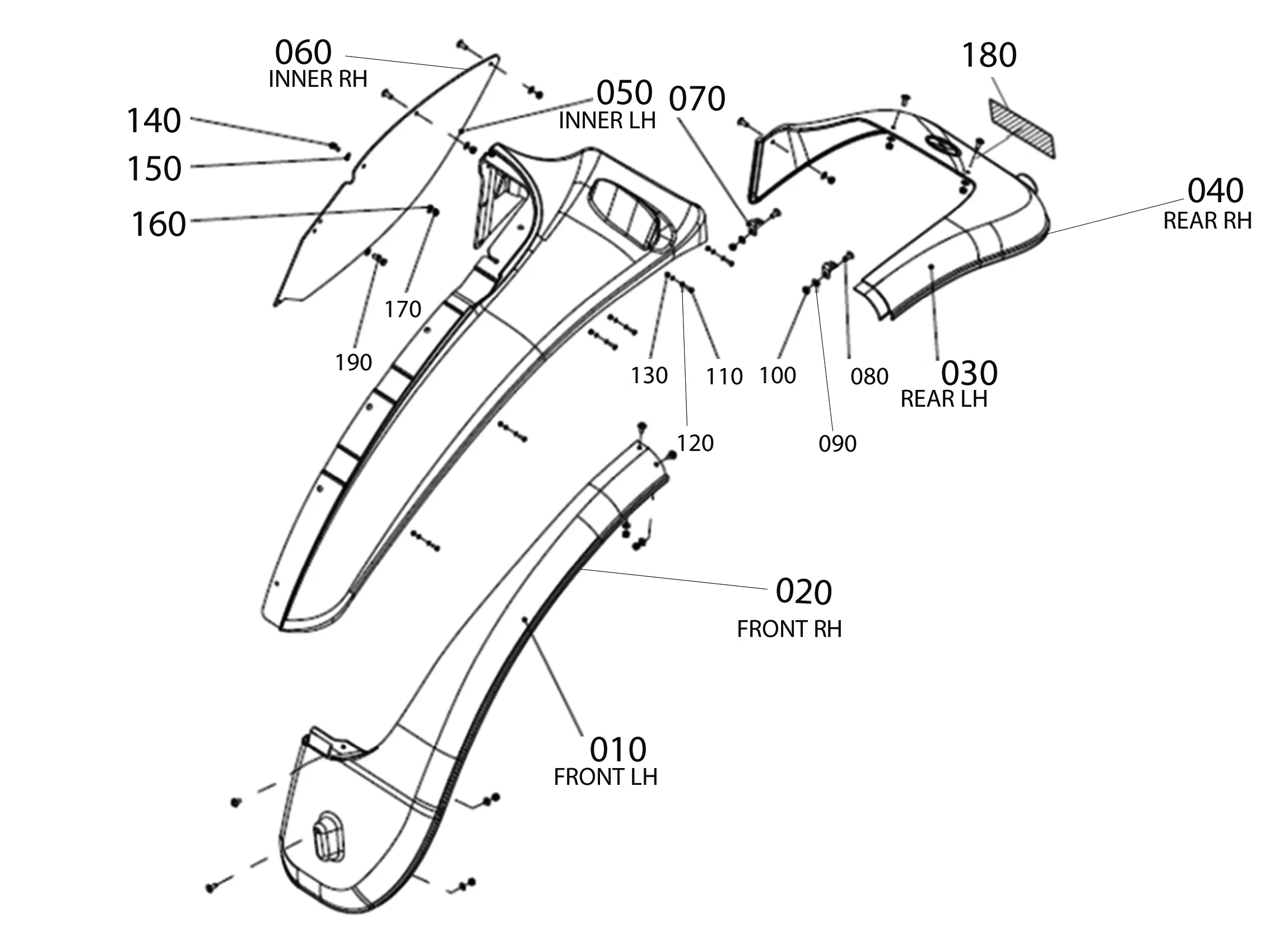 Kubota M9207 PLASTIC REAR FENDER EXTENSION KIT (M9207 PLASTIC REAR