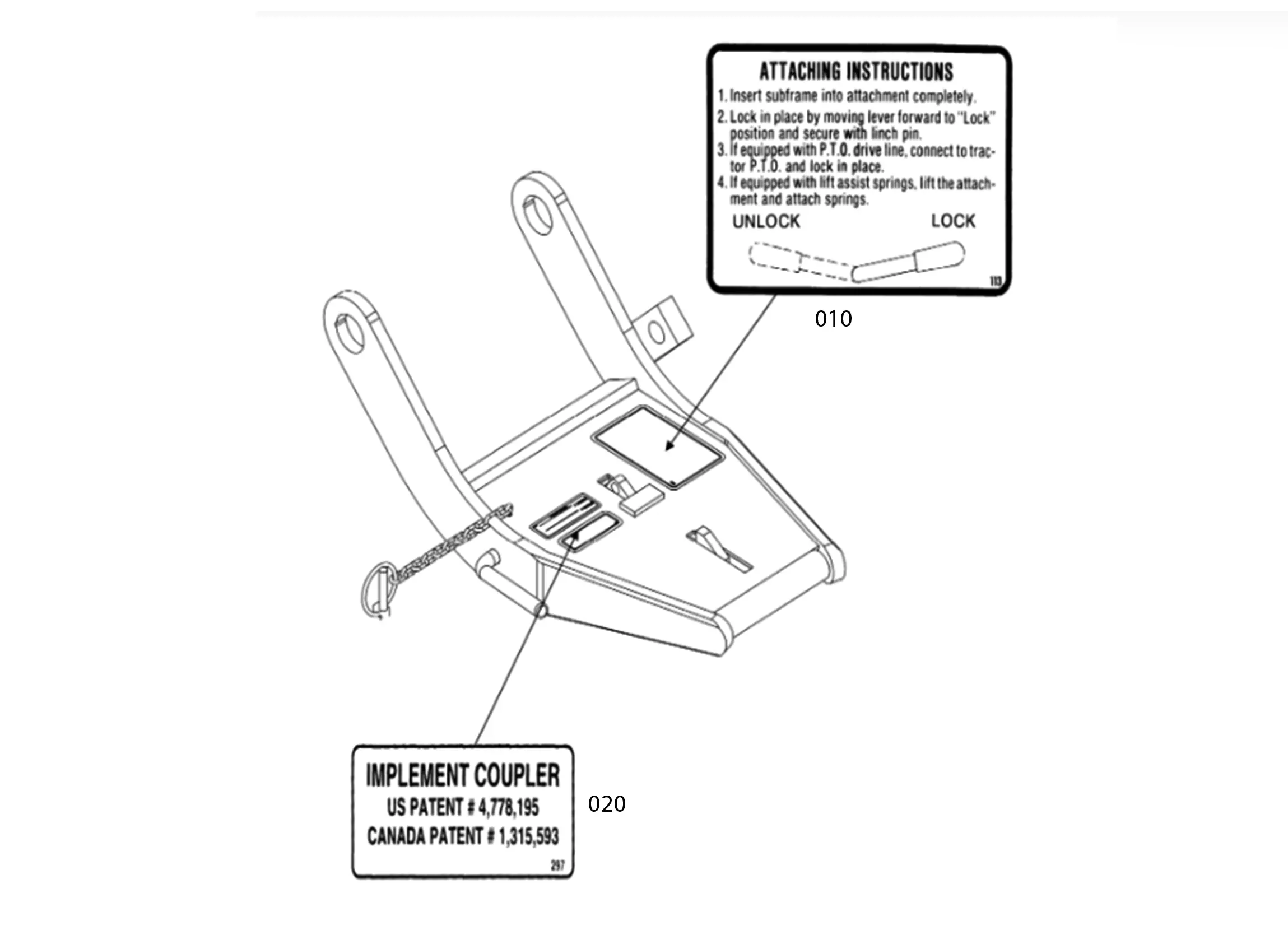 Kubota V4489 QUICK HITCH (V4489 MALE QUICK HITCH AND SUBFRAME