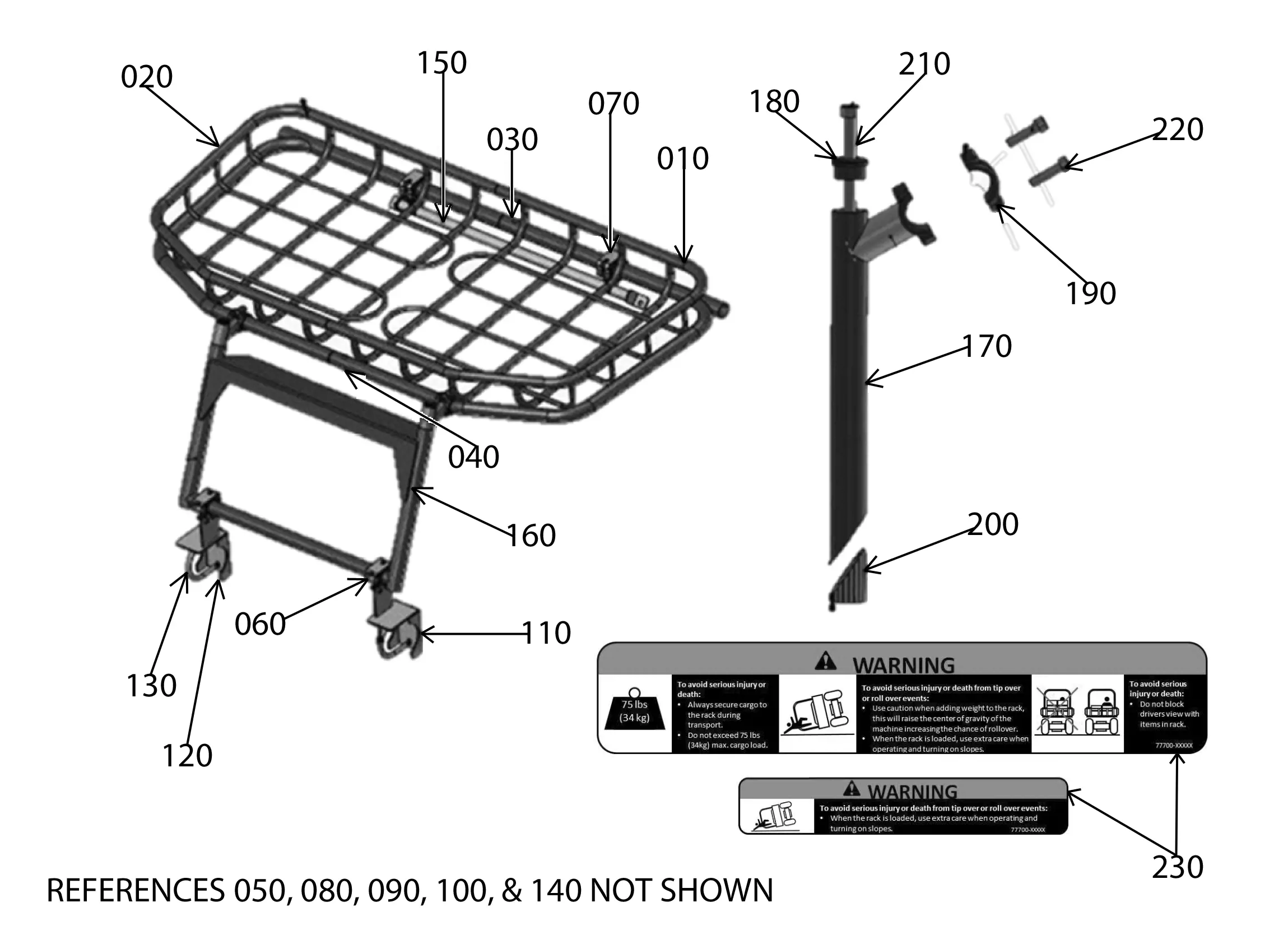 図面 Kubota 77700-V0831 (RTV-XG850) STORAGE, RACK OVER HOOD Parts Diagrams