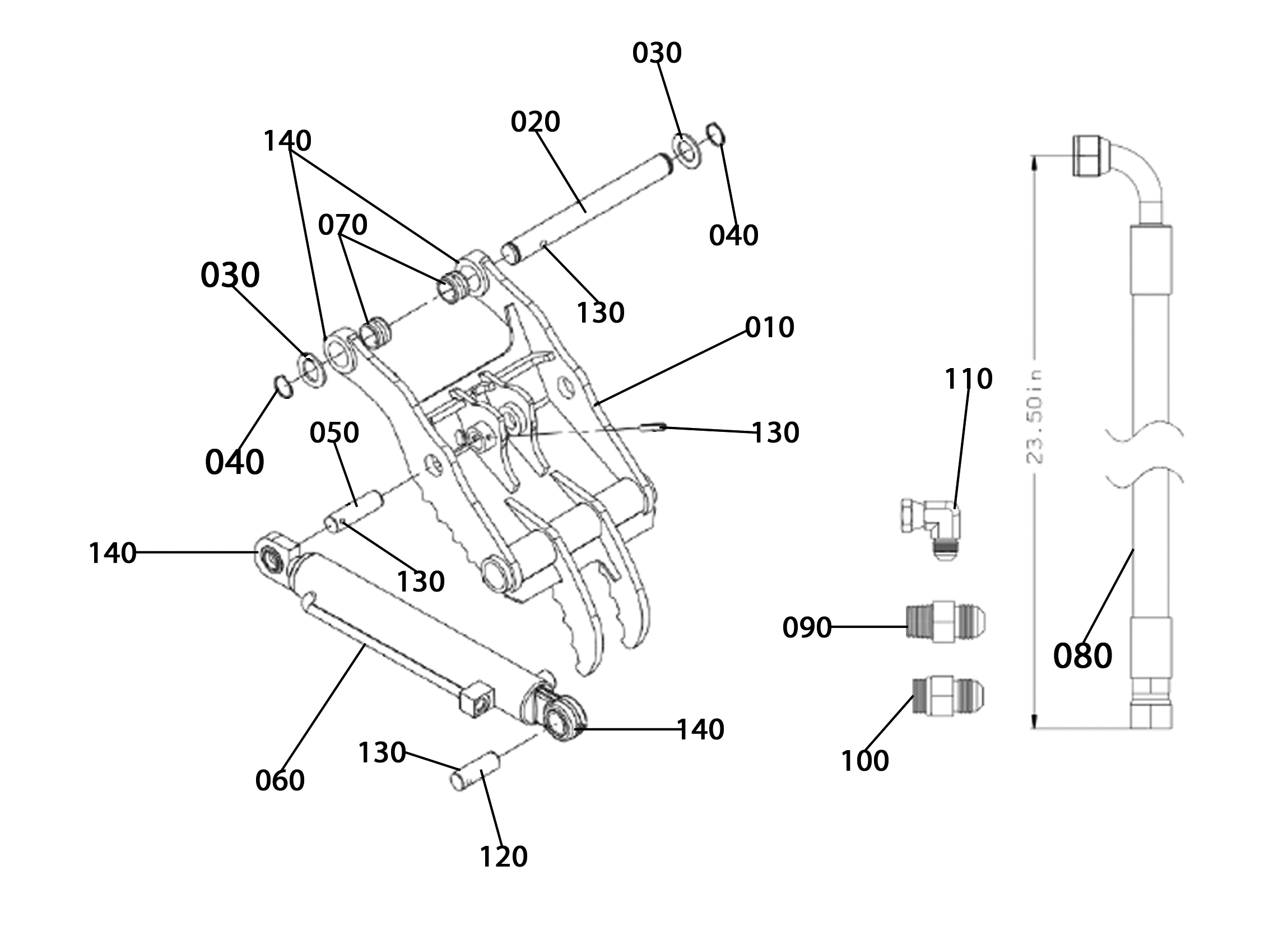 Kubota K7911 QUICK ATTACH THUMB Parts Diagrams