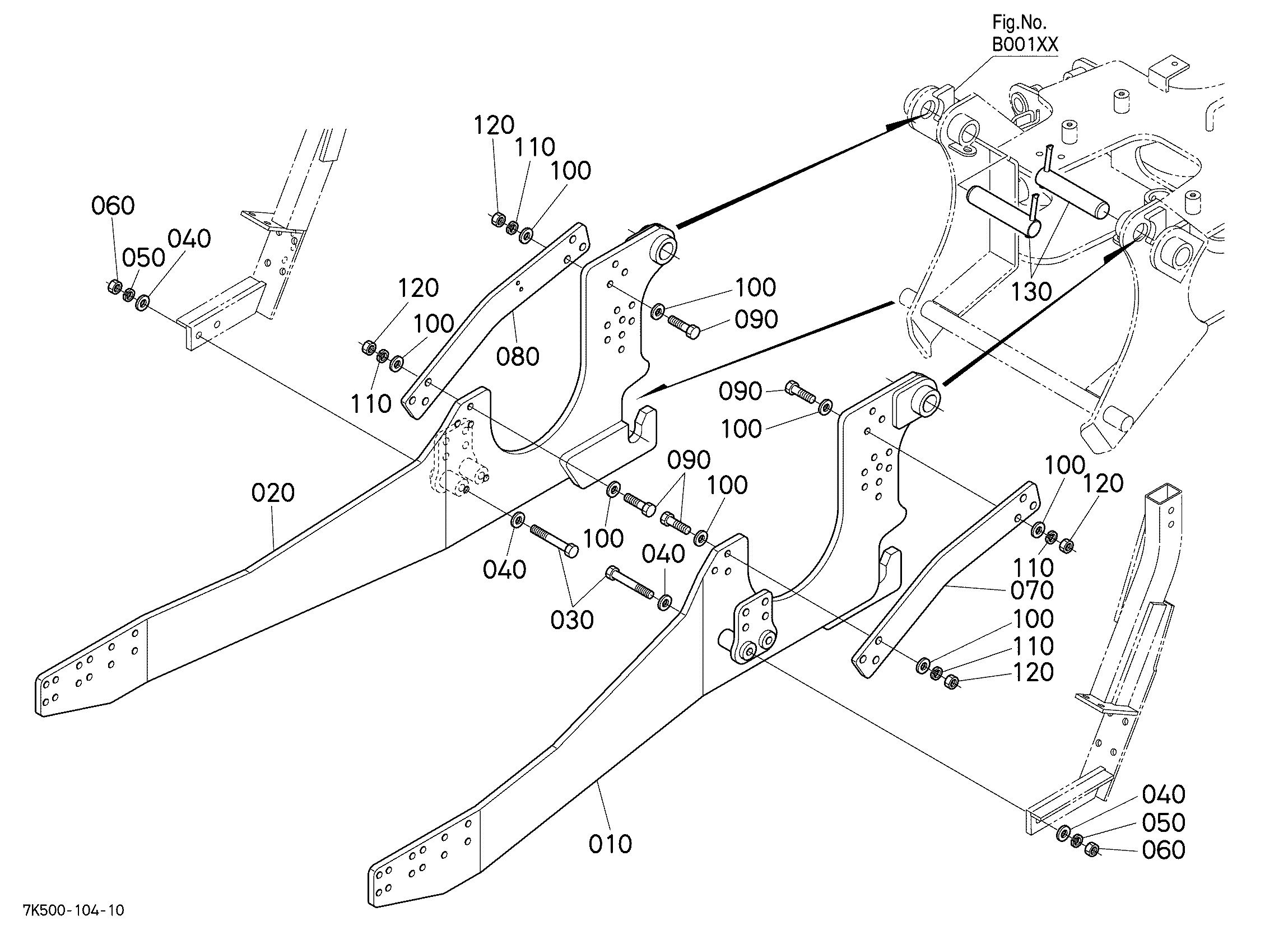Kubota BH90A (9FT BACKHOE GL30/GL40/L4400/NEW MX) Parts Diagrams
