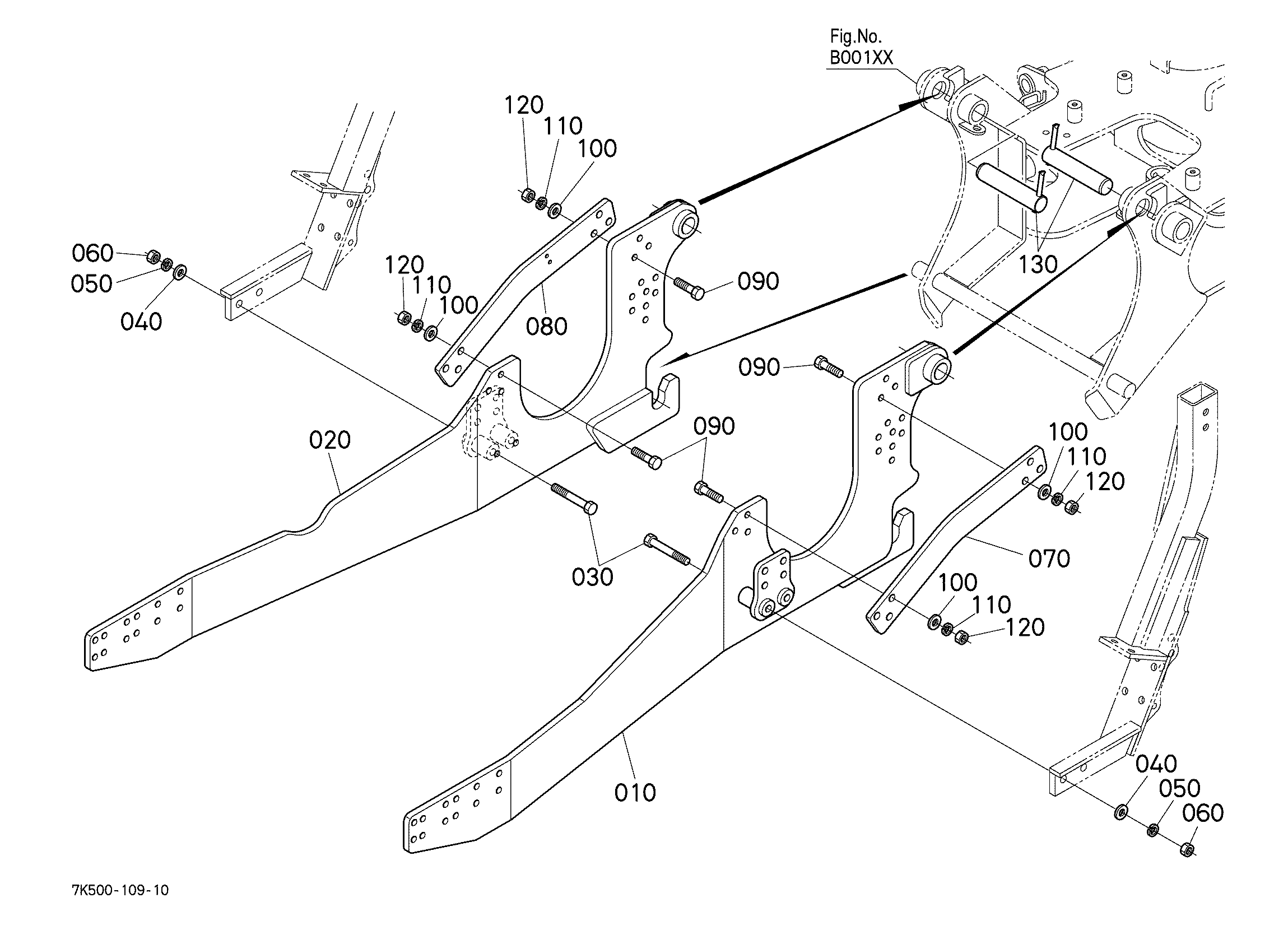 くららページ Kubota BH90A (9FT BACKHOE GL30/GL40/L4400/NEW MX) Parts Diagrams