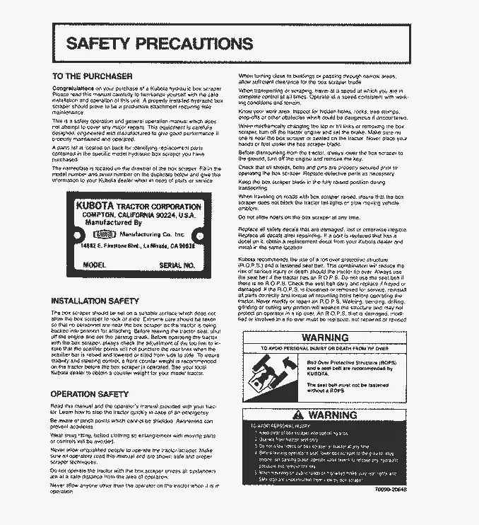 Kubota L7565 (BOX SCRAPER) Parts Diagrams