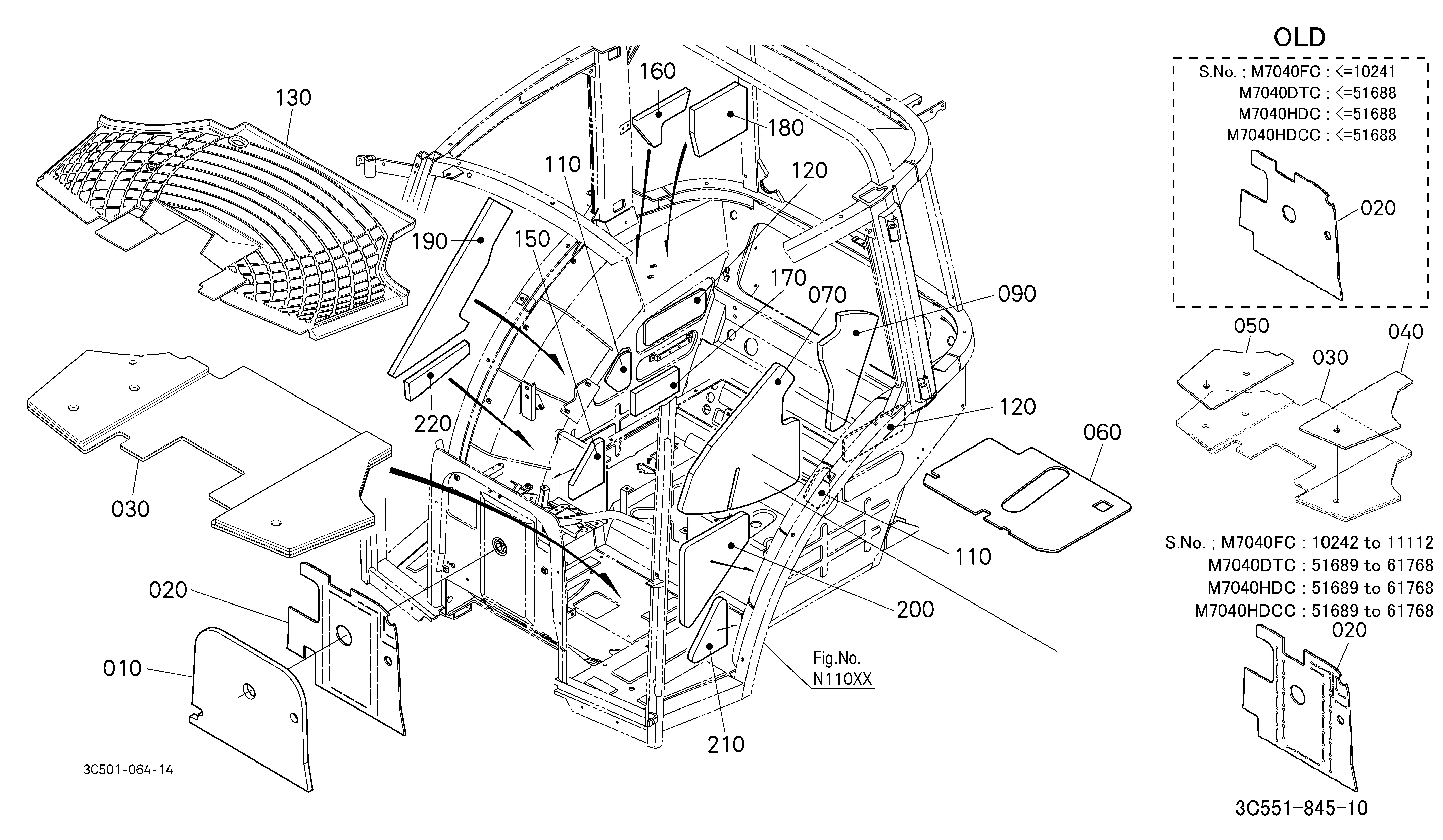 youkotoページ Kubota M7040HDC (Hydraulic Shuttle, 4wd / Cabin) Parts Diagrams