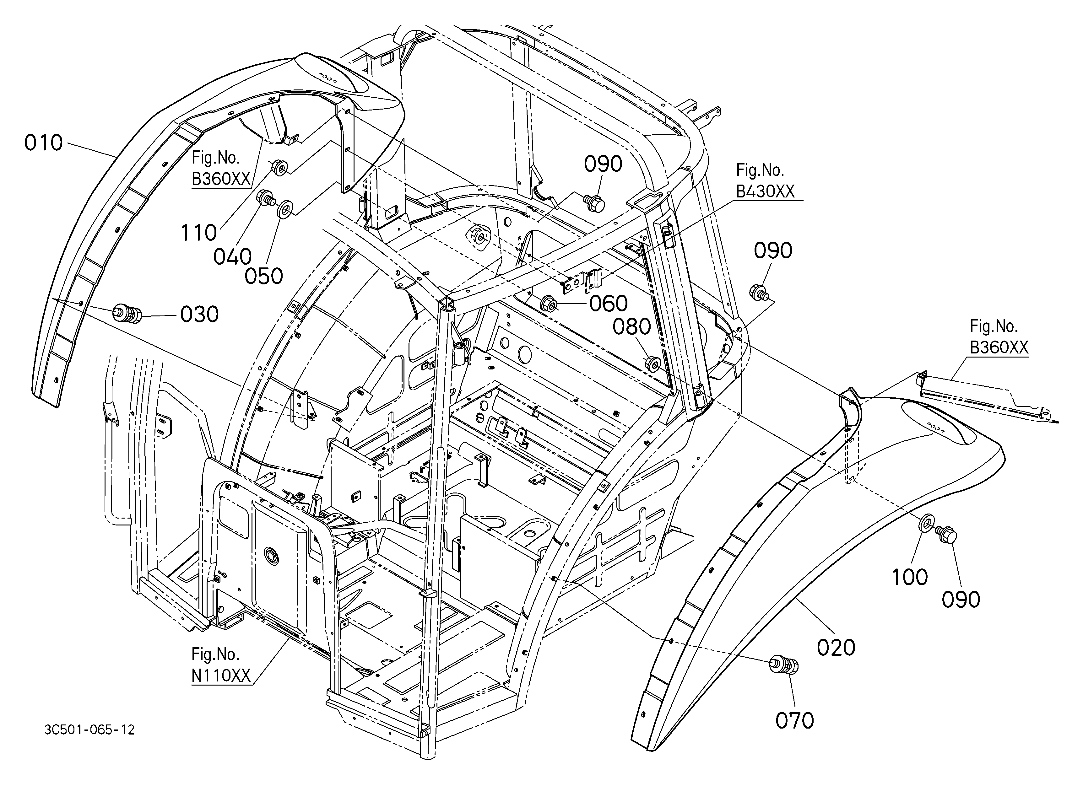 Kubota M7040HDC (Hydraulic Shuttle, 4wd / Cabin) Parts Diagrams