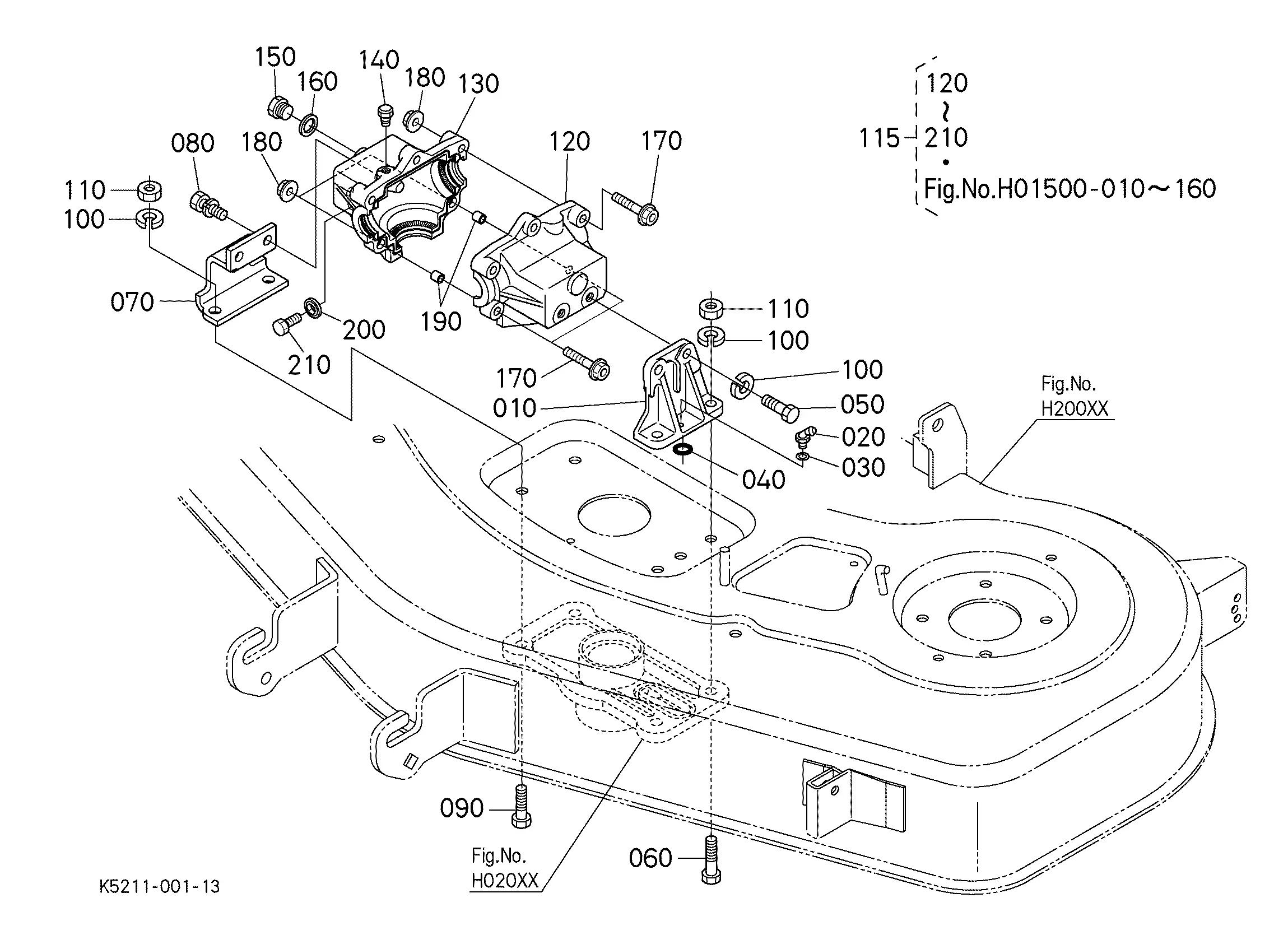 Kubota RCK54GR[GR2120(B)] (54" MID MOUNT MOWER) Parts Diagrams