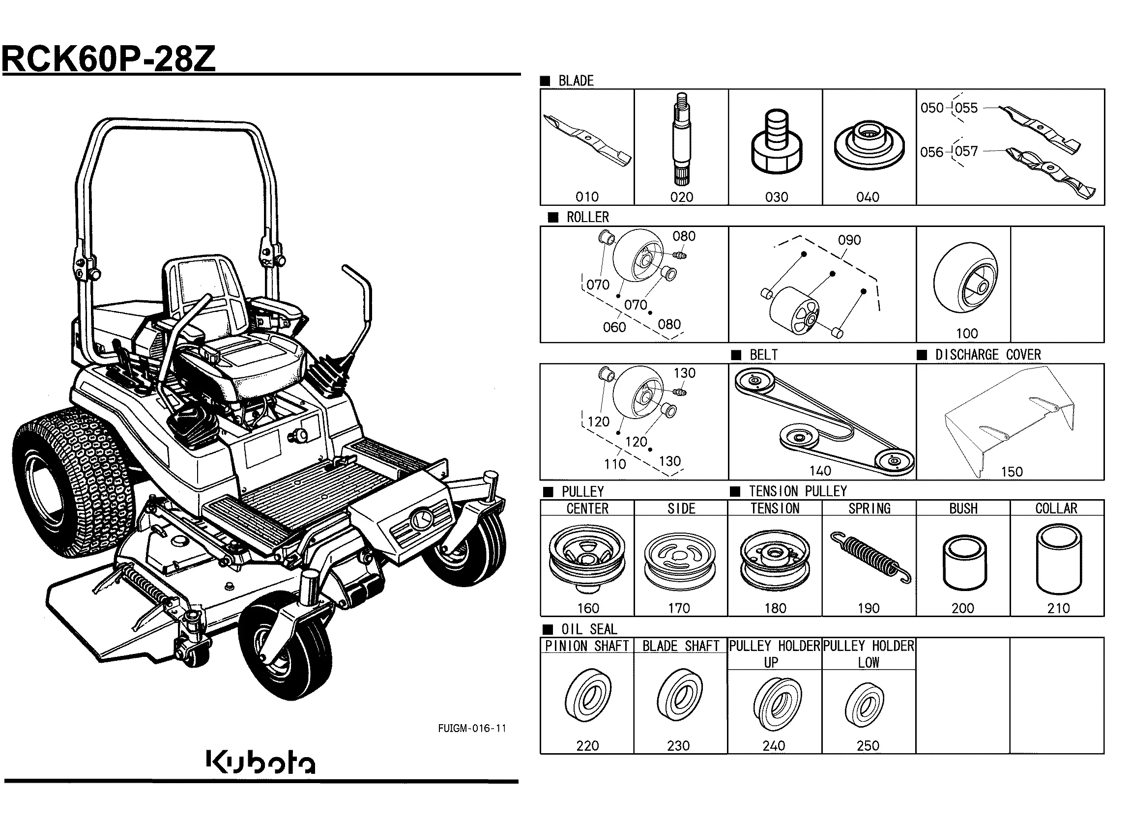 Kubota RCK60P-28Z(ZD25F) (REPL MWR DECK / ZD) Parts Diagrams
