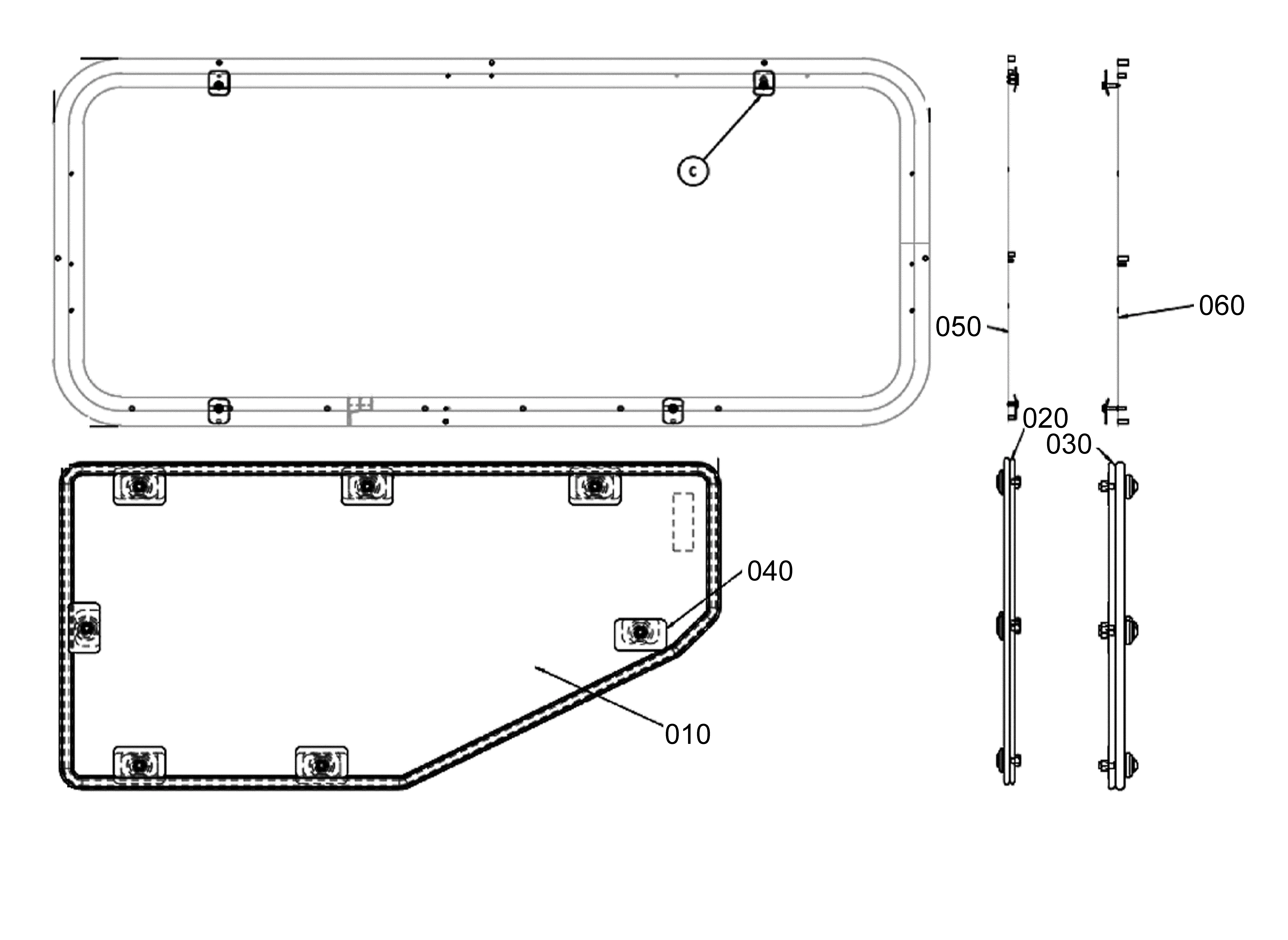 Kubota S6682 SLIDING SIDE WINDOW KIT (SLIDING SIDE WINDOWS