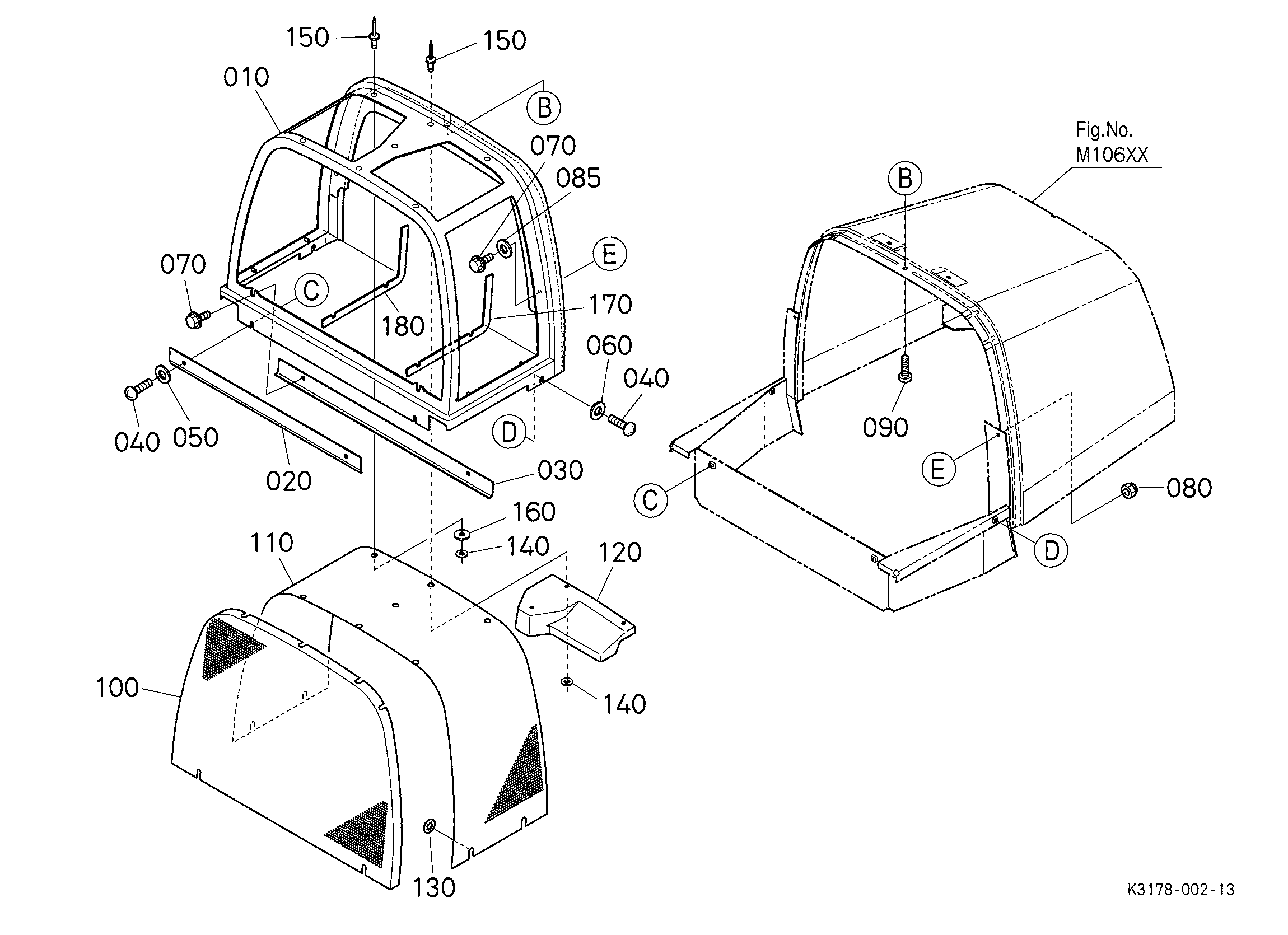Kubota ZD331RP (Rear discharge deck) Parts Diagrams