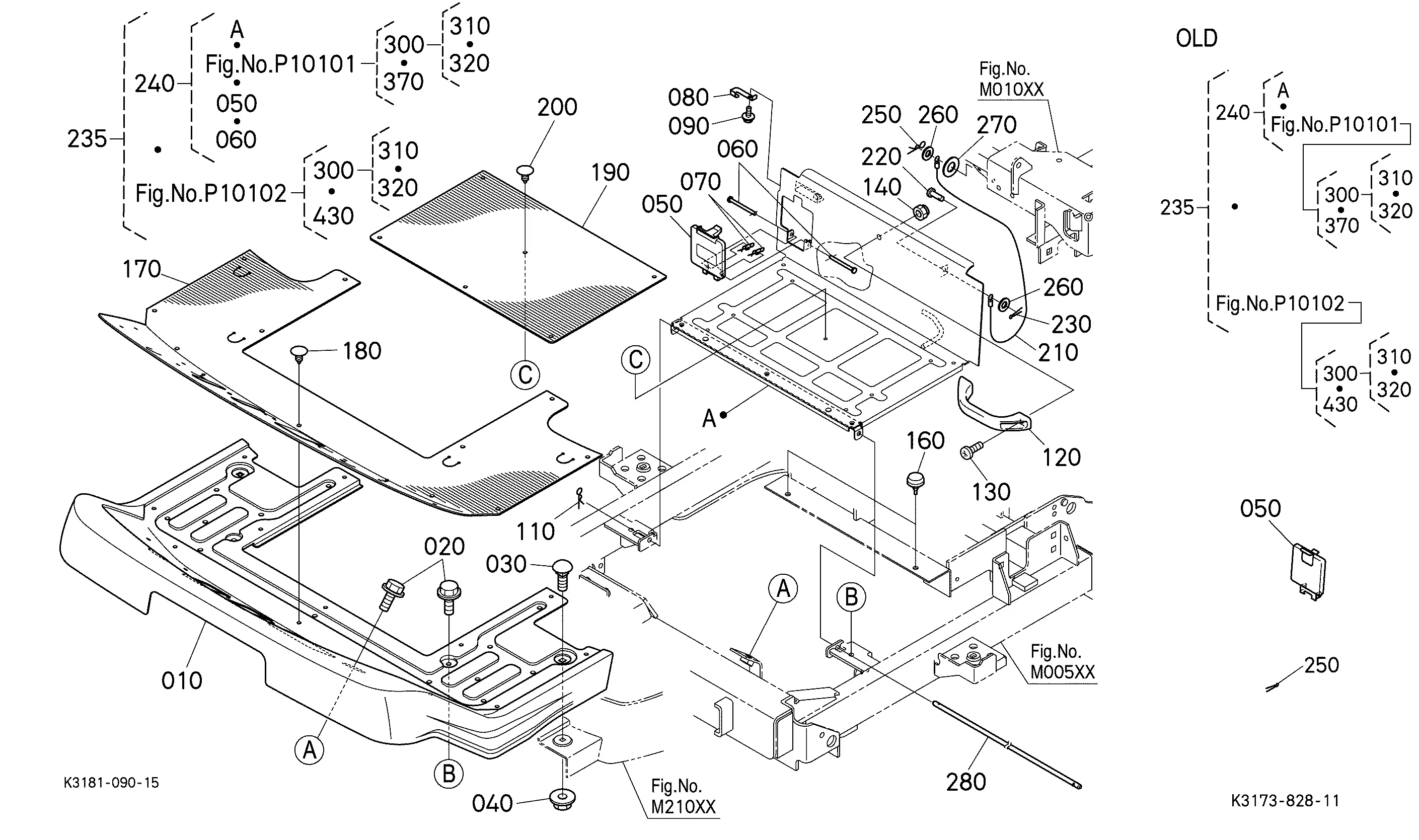 村田森　デルフト図 Kubota ZD331RP (Rear discharge deck) Parts Diagrams