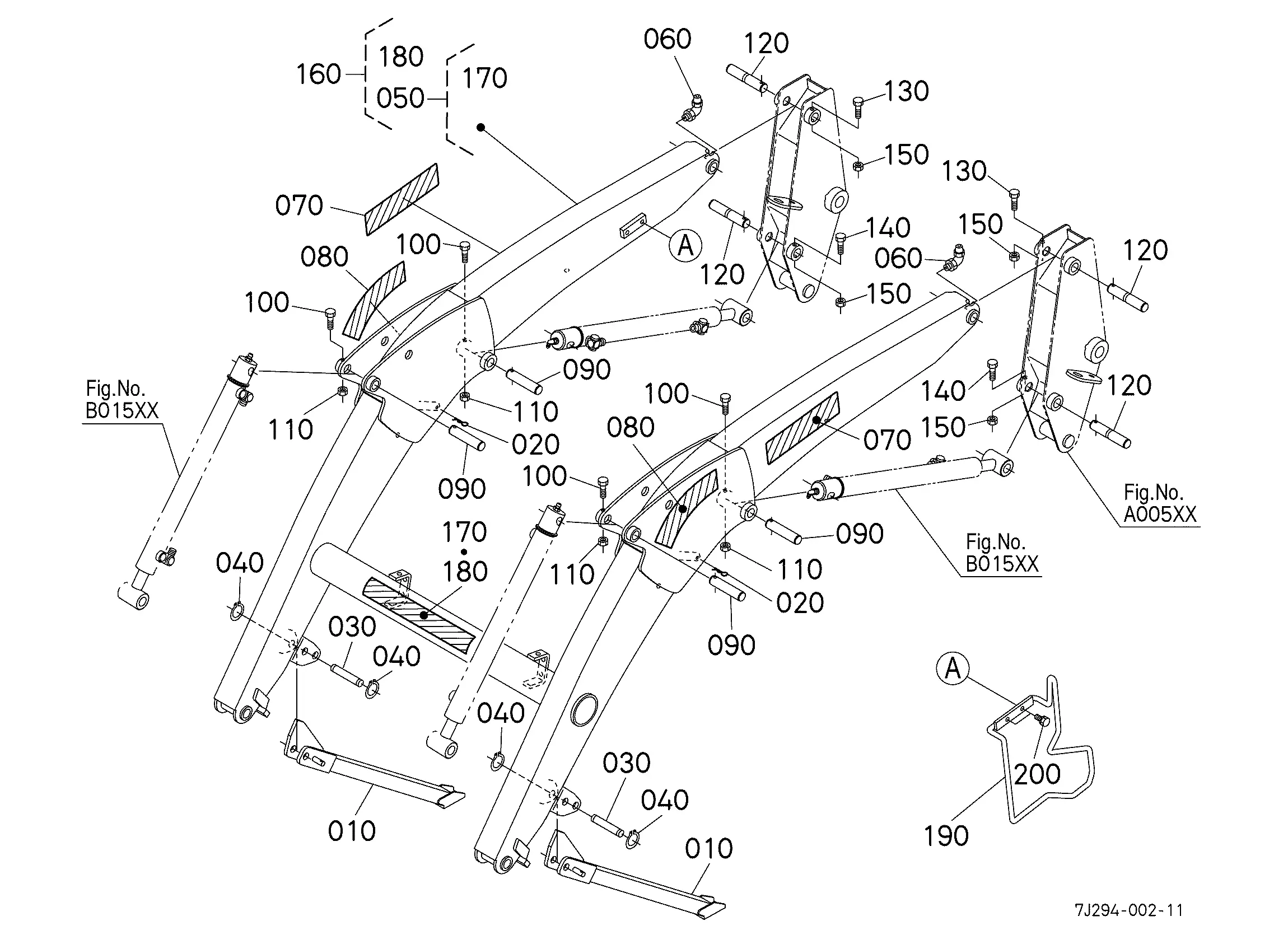 Kubota LA524 (FRONT LOADER FOR L3200/L3800 W/Q.A.) Parts Diagrams