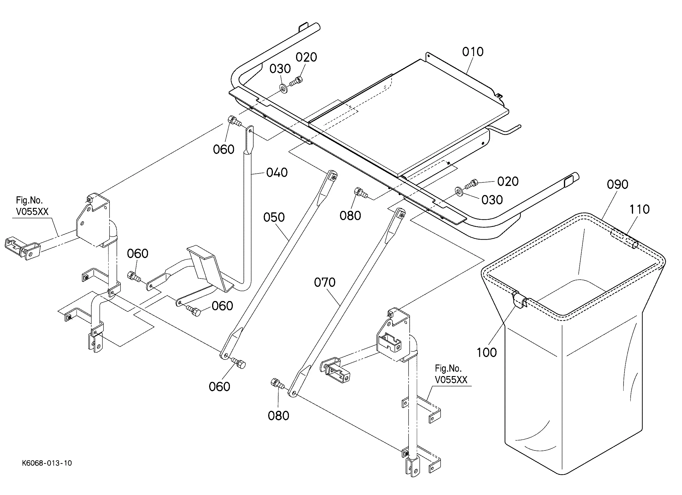 Kubota GCK54-200ZB(54P) (GRASS CATCHER FOR ZD/ZG 200) Parts Diagrams