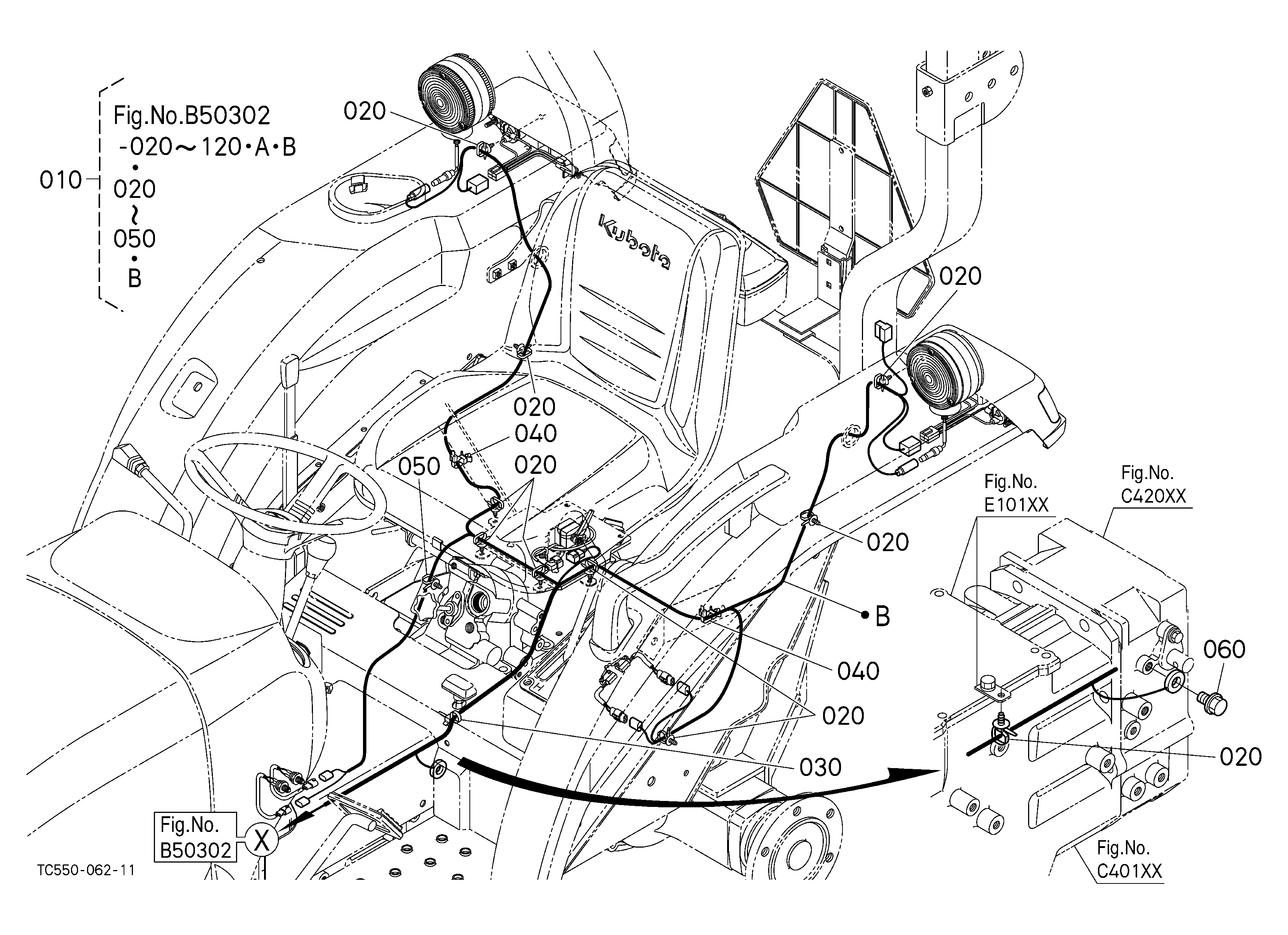 Kubota L2501DT (4WD TRACTOR W/FOLDABLE ROPS) Parts Diagrams