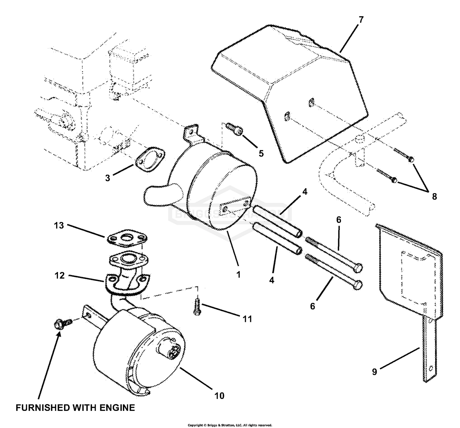 Snapper 7060858 - Muffler Kit, 12 & 16HP (Tecumseh) Parts Diagrams