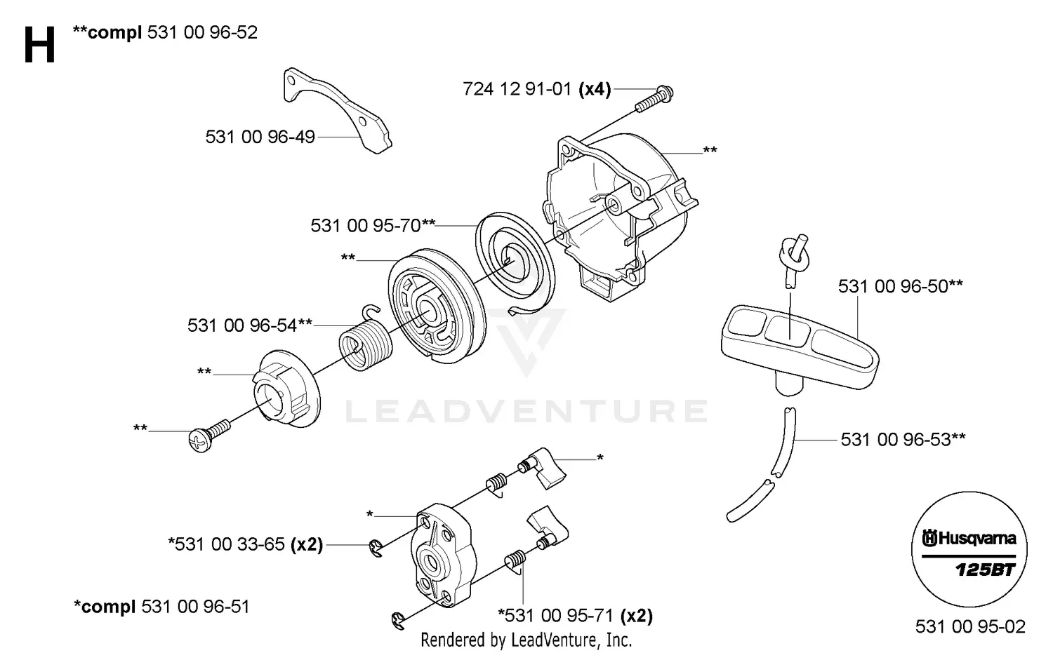 Husqvarna 125 BT (TJ027D-AC55 Engine) (2004-10) Parts Diagrams