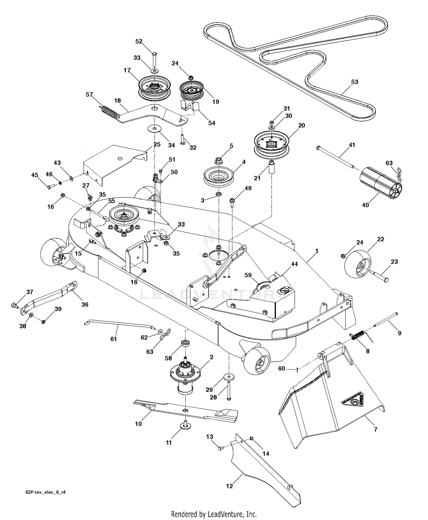 Deck Parts Diagram Deere Ztrak John Deere 54 Deck Belt Gear