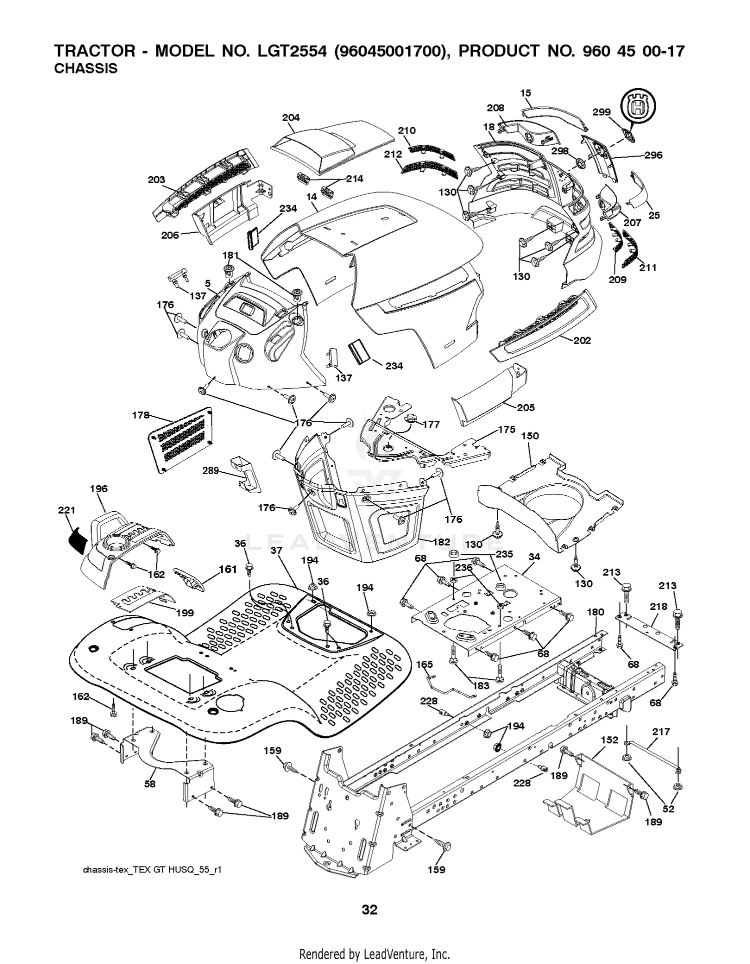 Husqvarna LGT2554 - 96045001700 (2009-04) Parts Diagrams