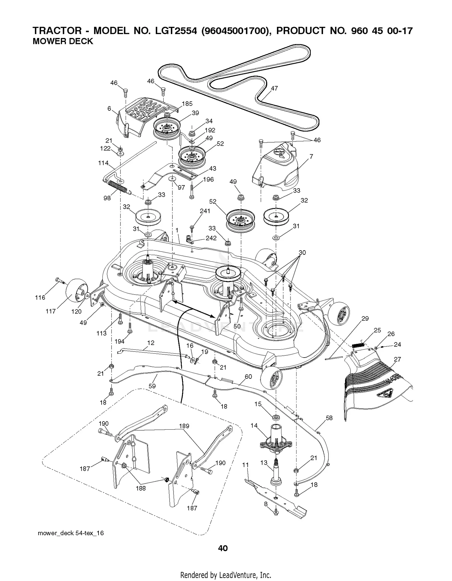 Husqvarna LGT2554 - 96045001700 (2009-04) Parts Diagrams