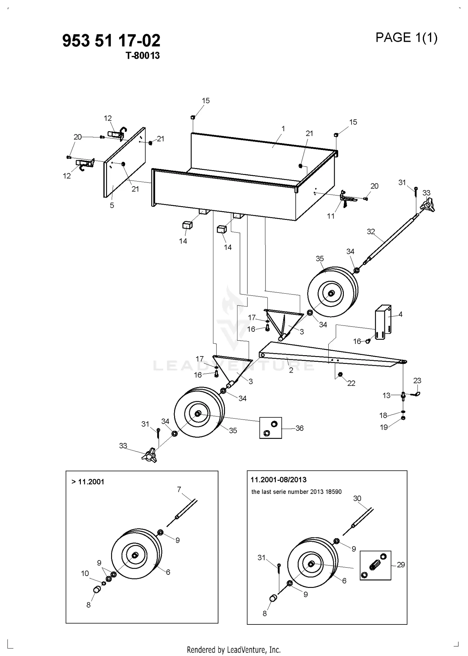 Husqvarna TRAILERS - T-80013 (1998-09) Parts Diagrams