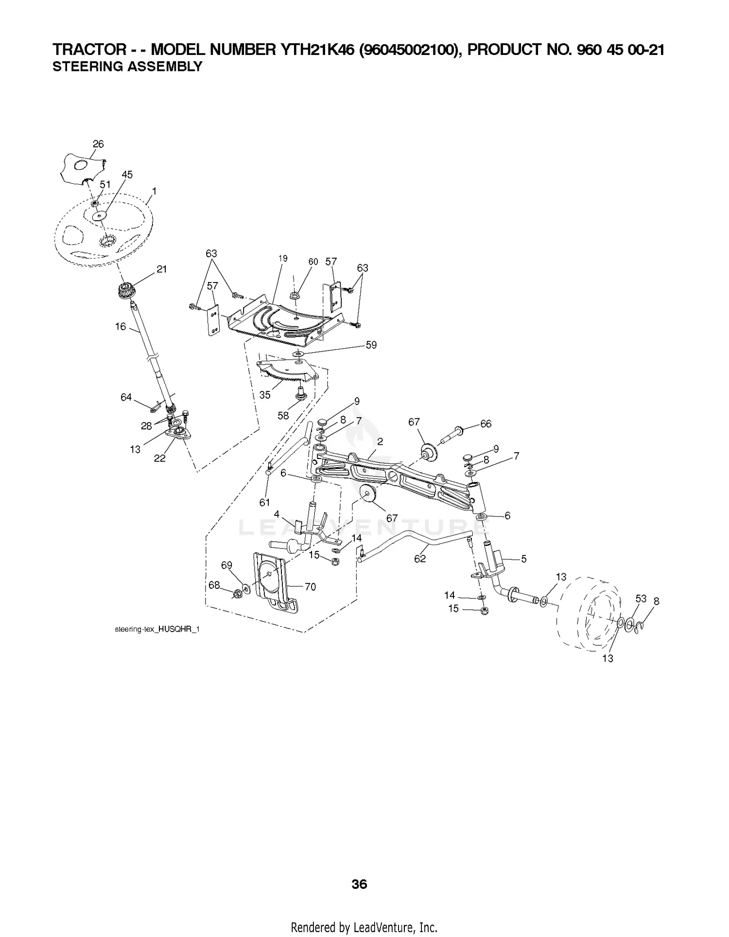 Husqvarna YTH21K46 - 96045002601 (2011-02) Parts Diagrams