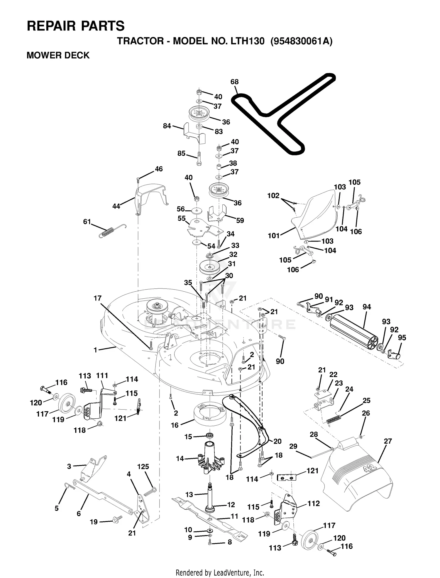 Husqvarna LTH130 954830061A (199601) Parts Diagrams