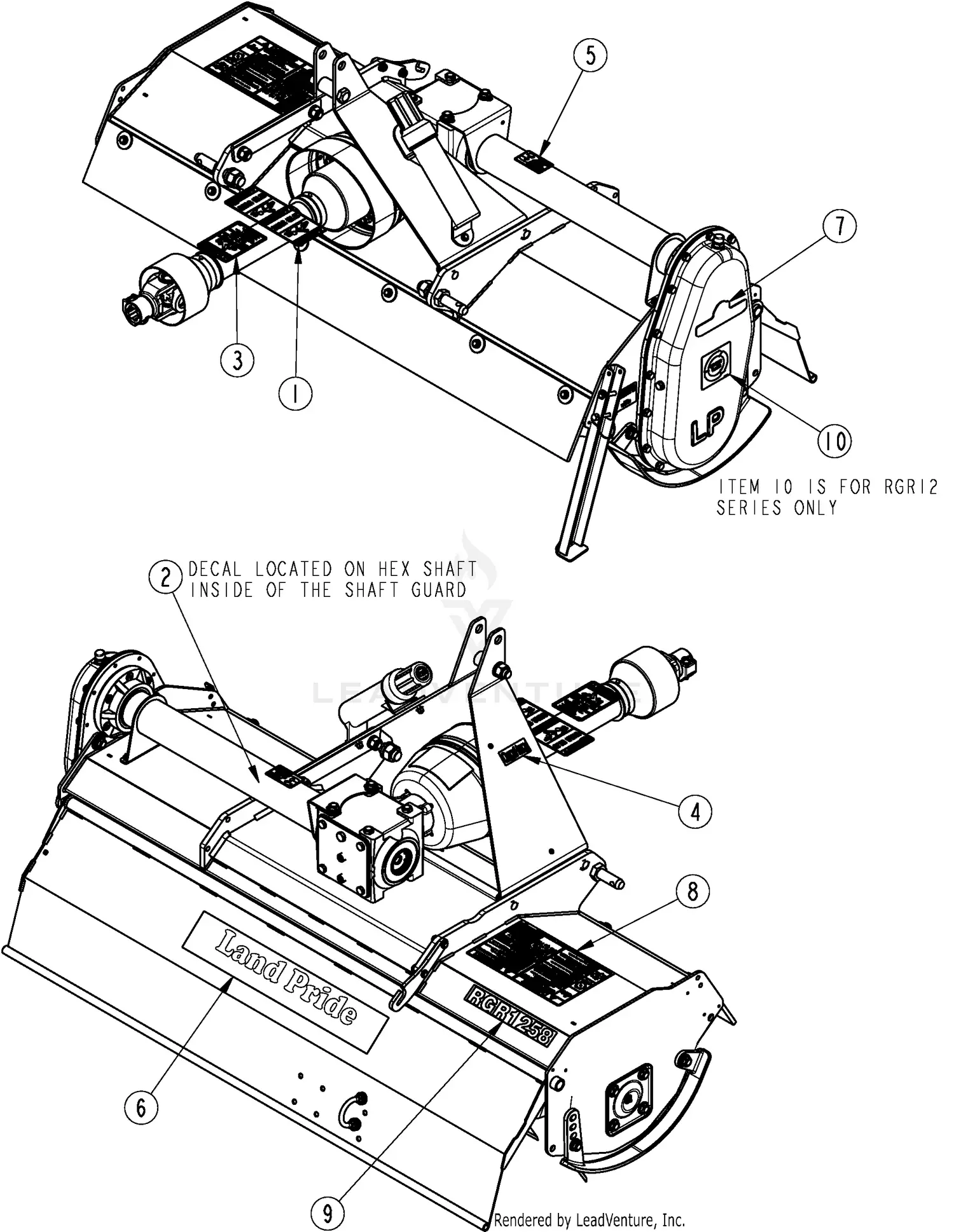Land Pride RGA1274 Parts Diagrams