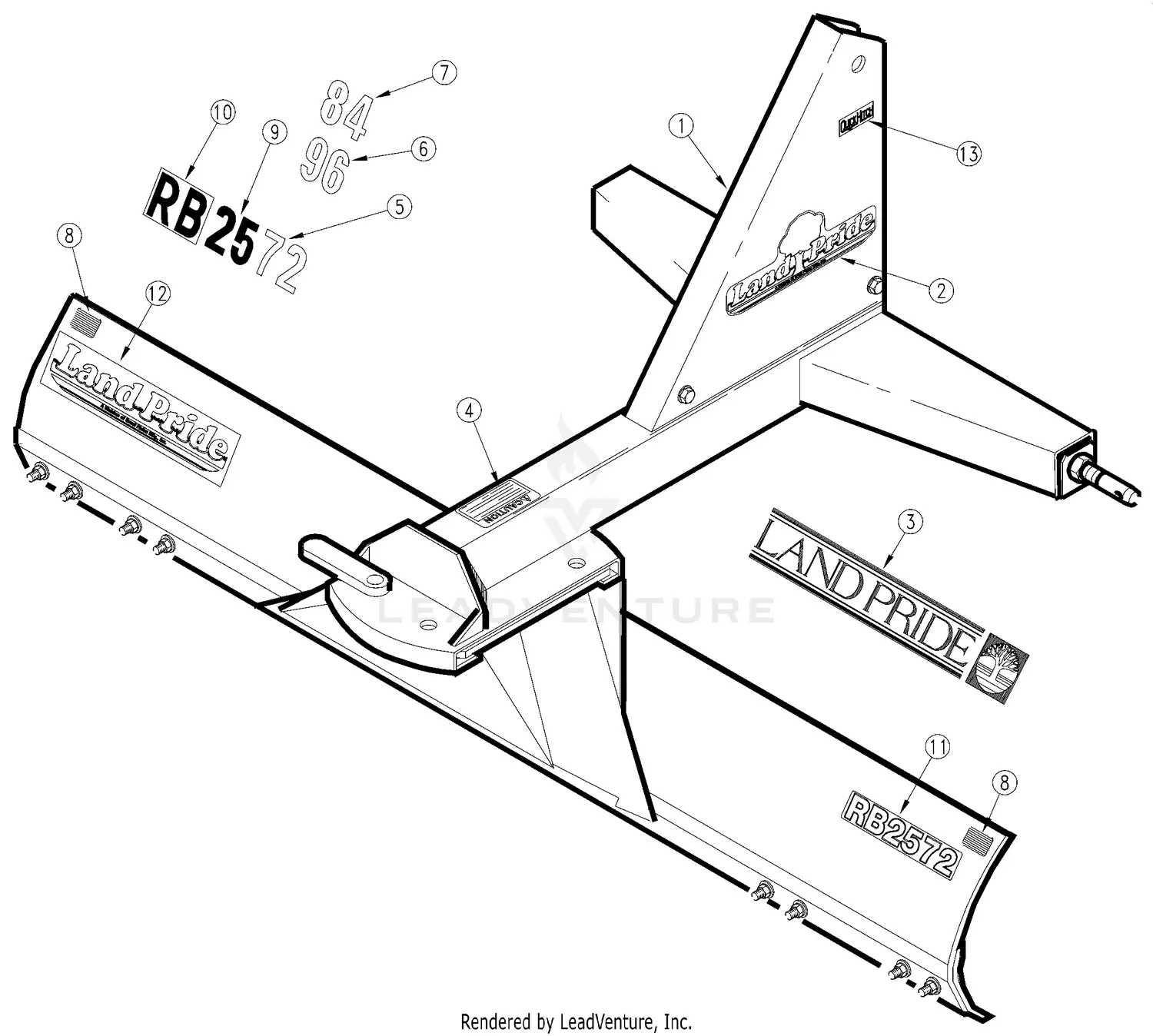 Land Pride RB2596 Parts Diagrams