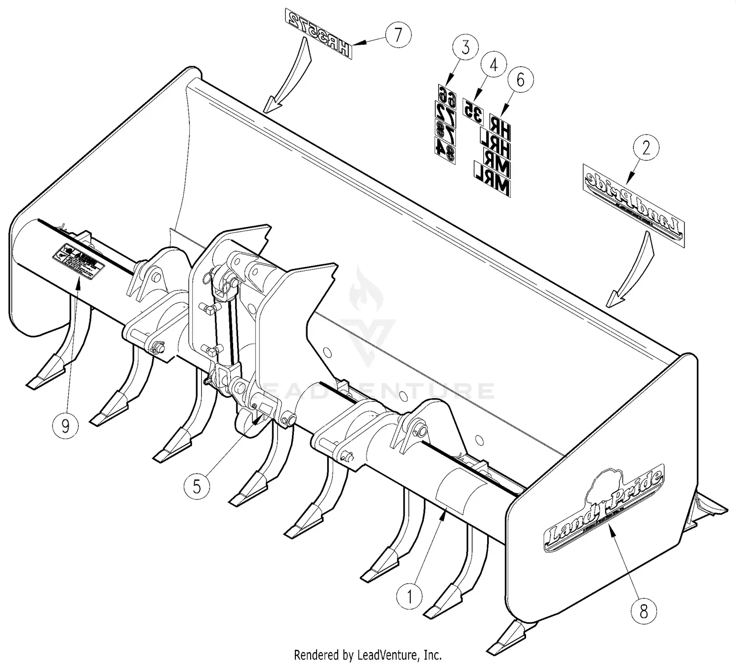 Land Pride HRL3578 Parts Diagrams