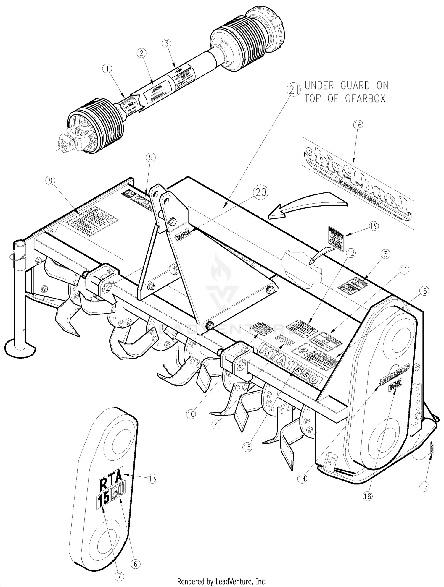 Land Pride RTA1574 Parts Diagrams