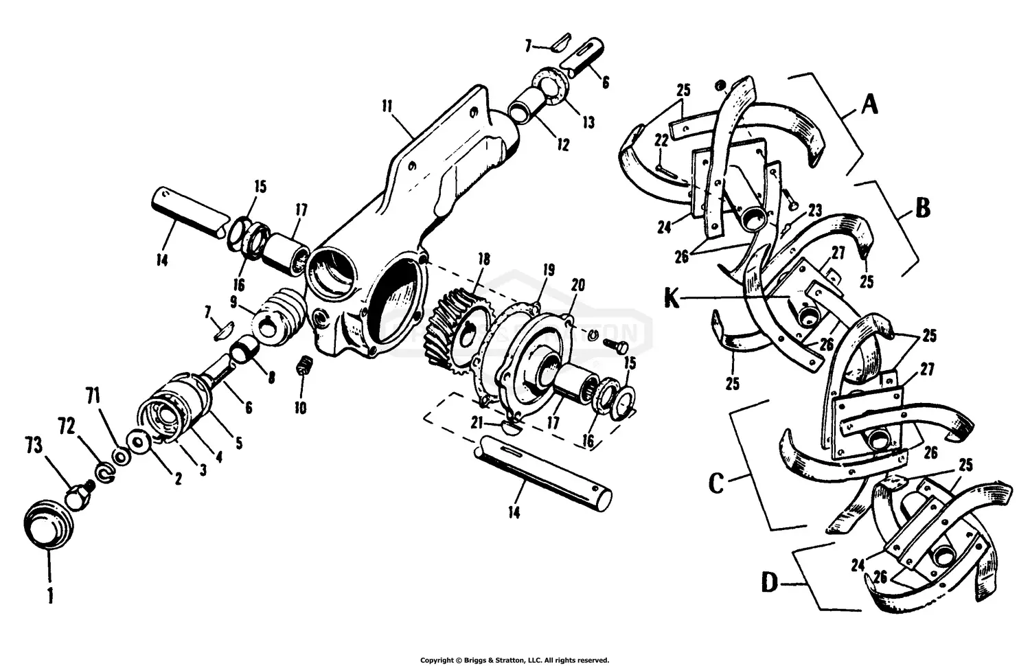 Simplicity 990107 - Roticul 3HP Deluxe Walk-Behind Tiller Parts Diagrams
