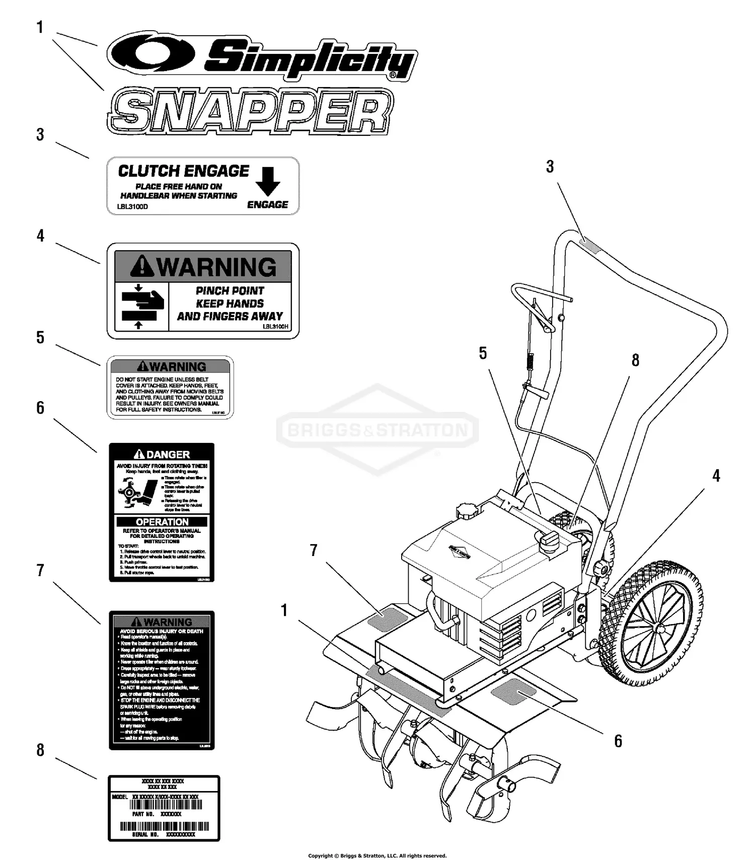 Simplicity 1695584 - Roticul, 5.5TP Walk-Behind Tiller Parts Diagrams