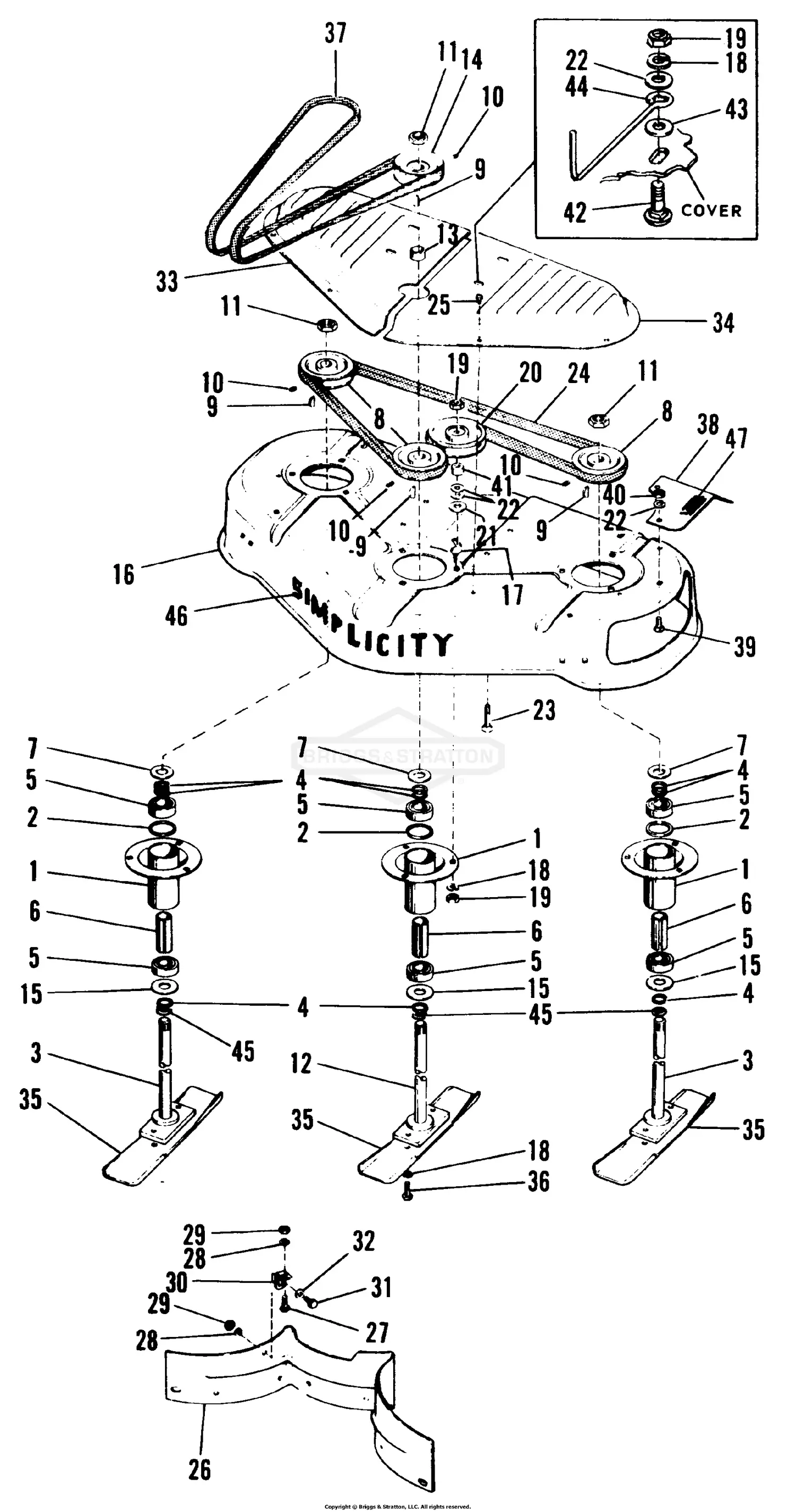 viiページ Simplicity 990373 - Broadmoor, 707 7HP Gear Parts Diagrams