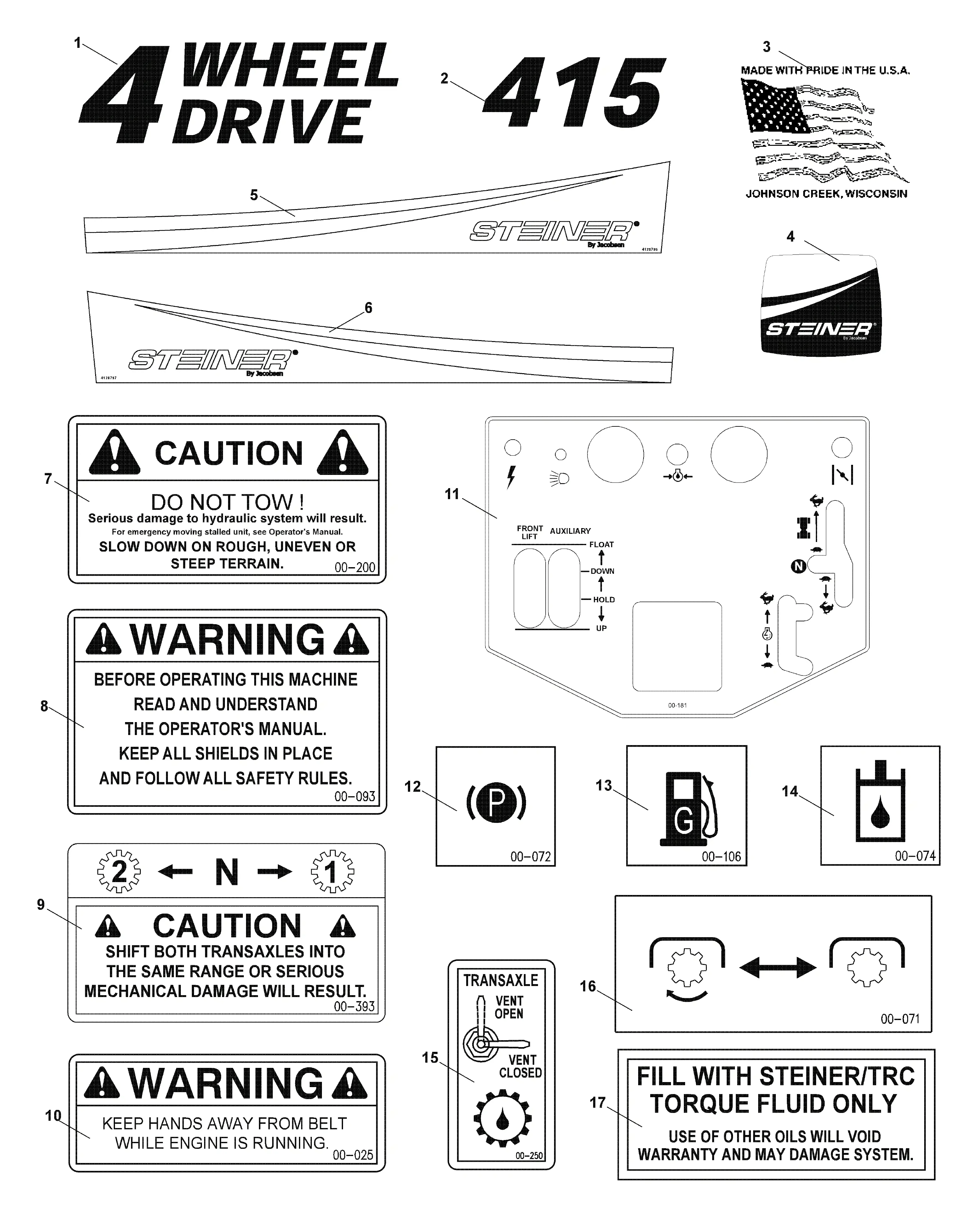 Steiner 75-60010 415 23HP Kohler Gas (Steiner) Parts Diagrams