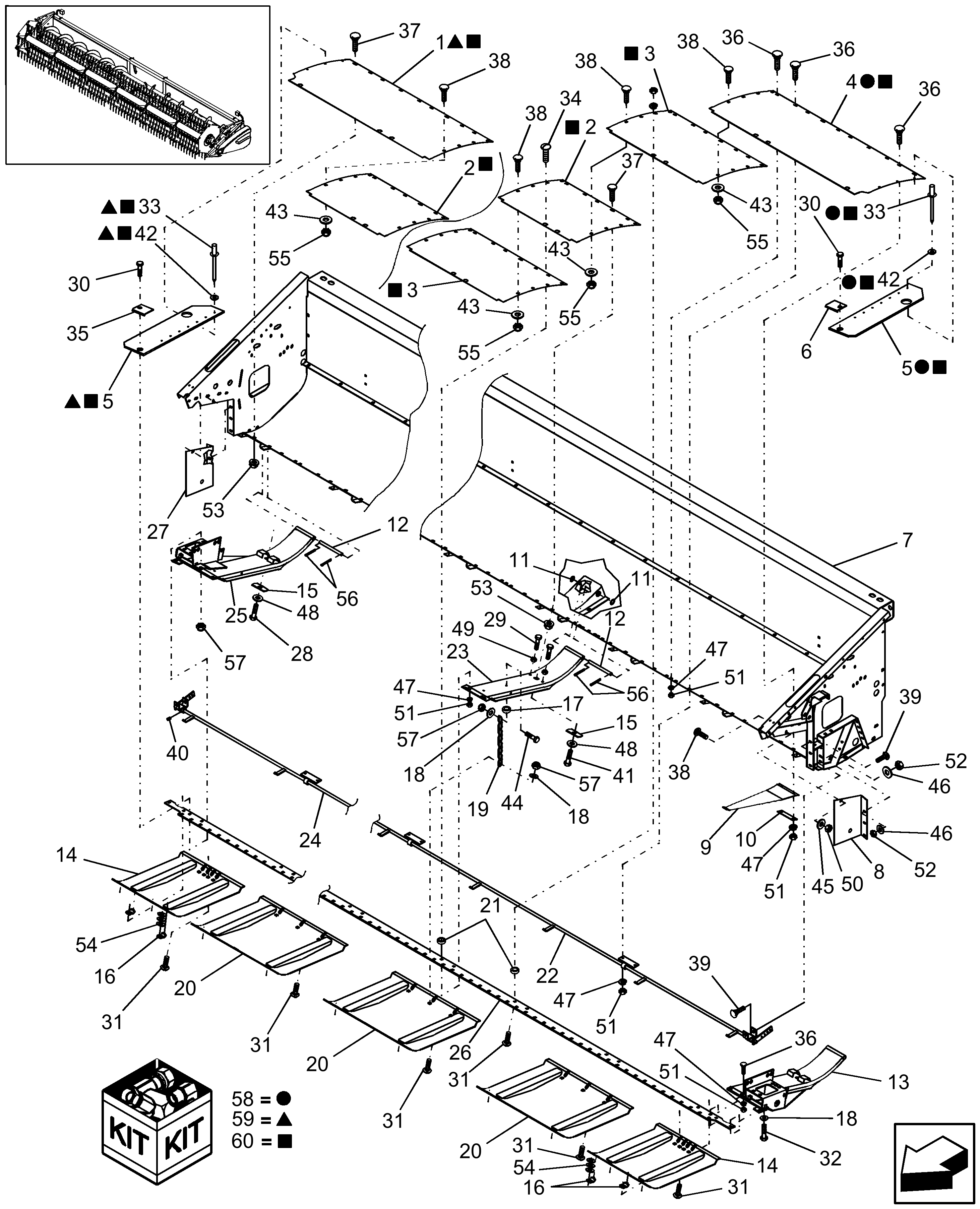 New Holland 74C - FLEXIBLE GRAIN HEAD(08/01 - 12/11) Parts Diagrams