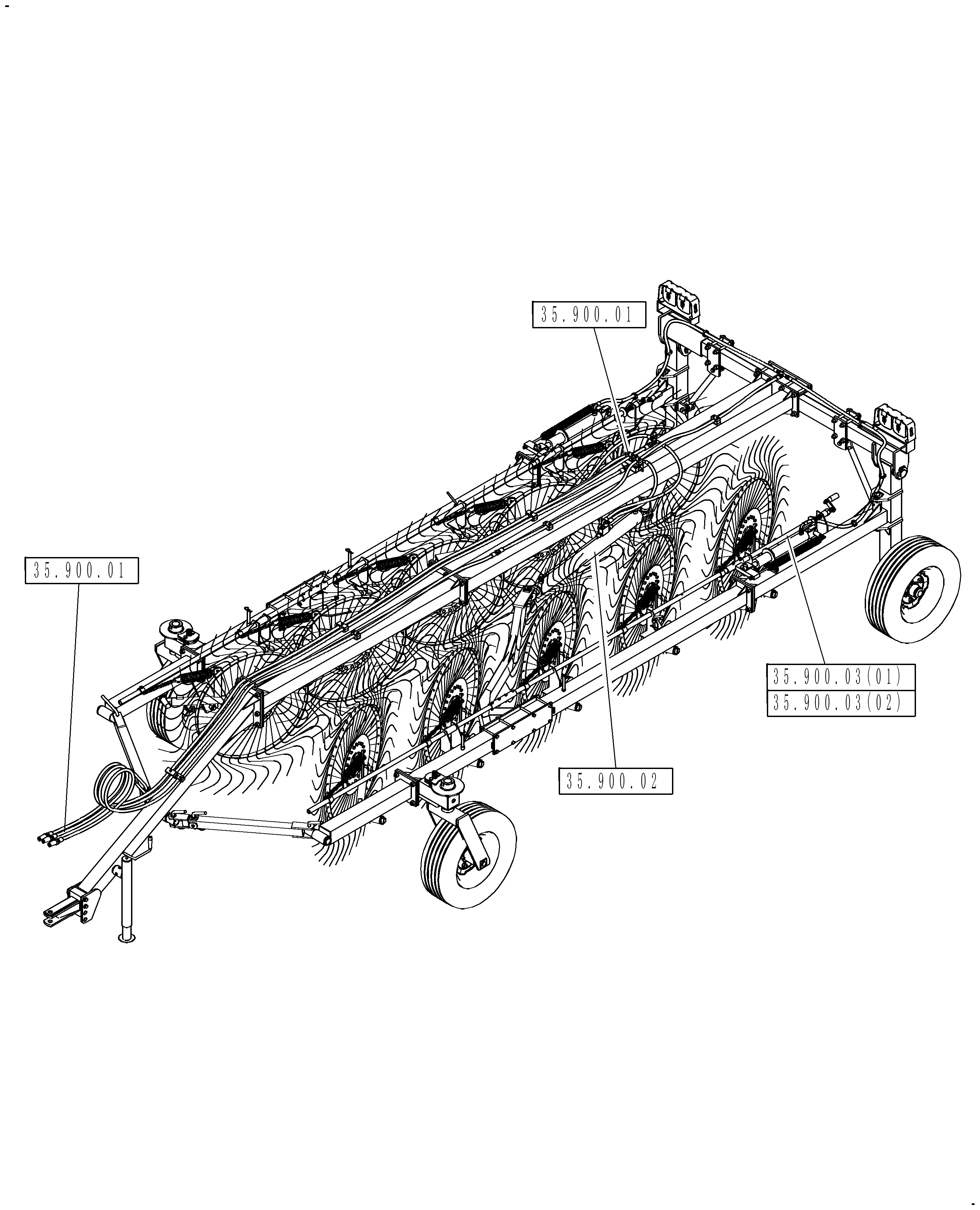 New Holland HT152 - WHEELED RAKE(03/02 - 12/14) Parts Diagrams