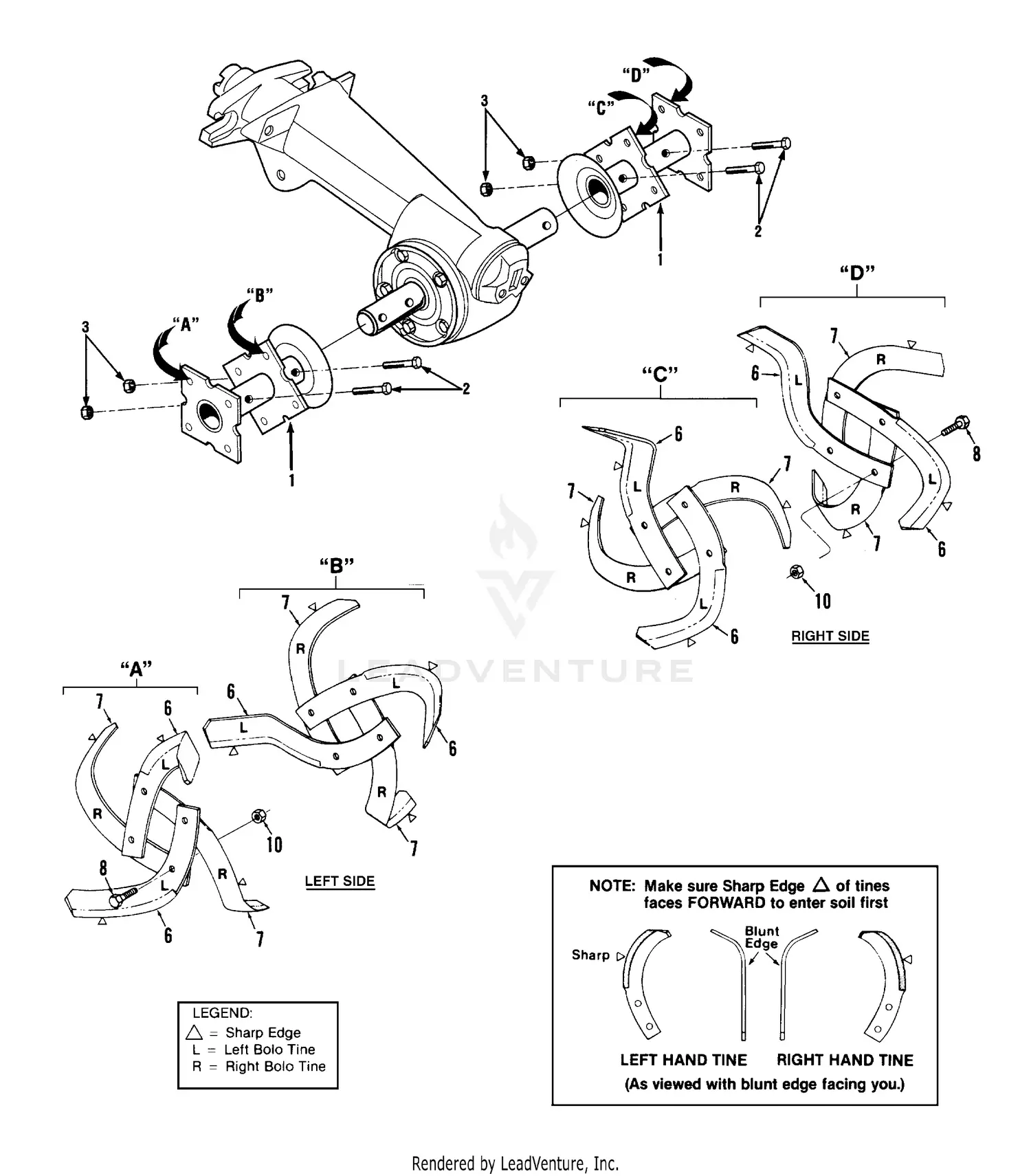 Troy-Bilt 12204 - 10HP Electric PTO Horse Tiller Parts Diagrams