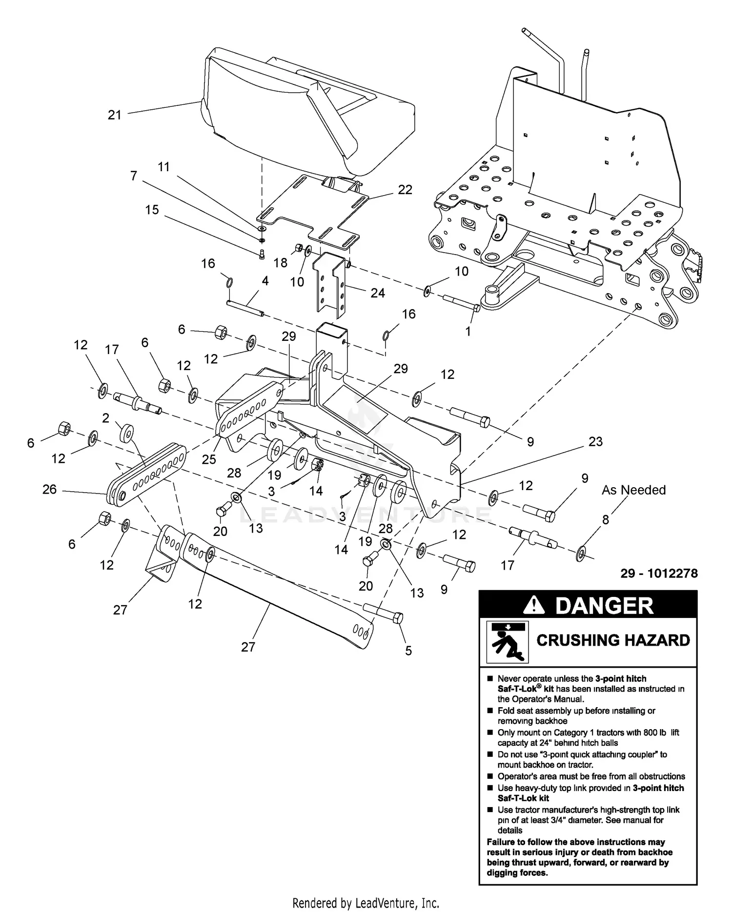 3 Point Mounting Interface Woods 3-Point Mounting Kit 1012260 Parts Diagrams