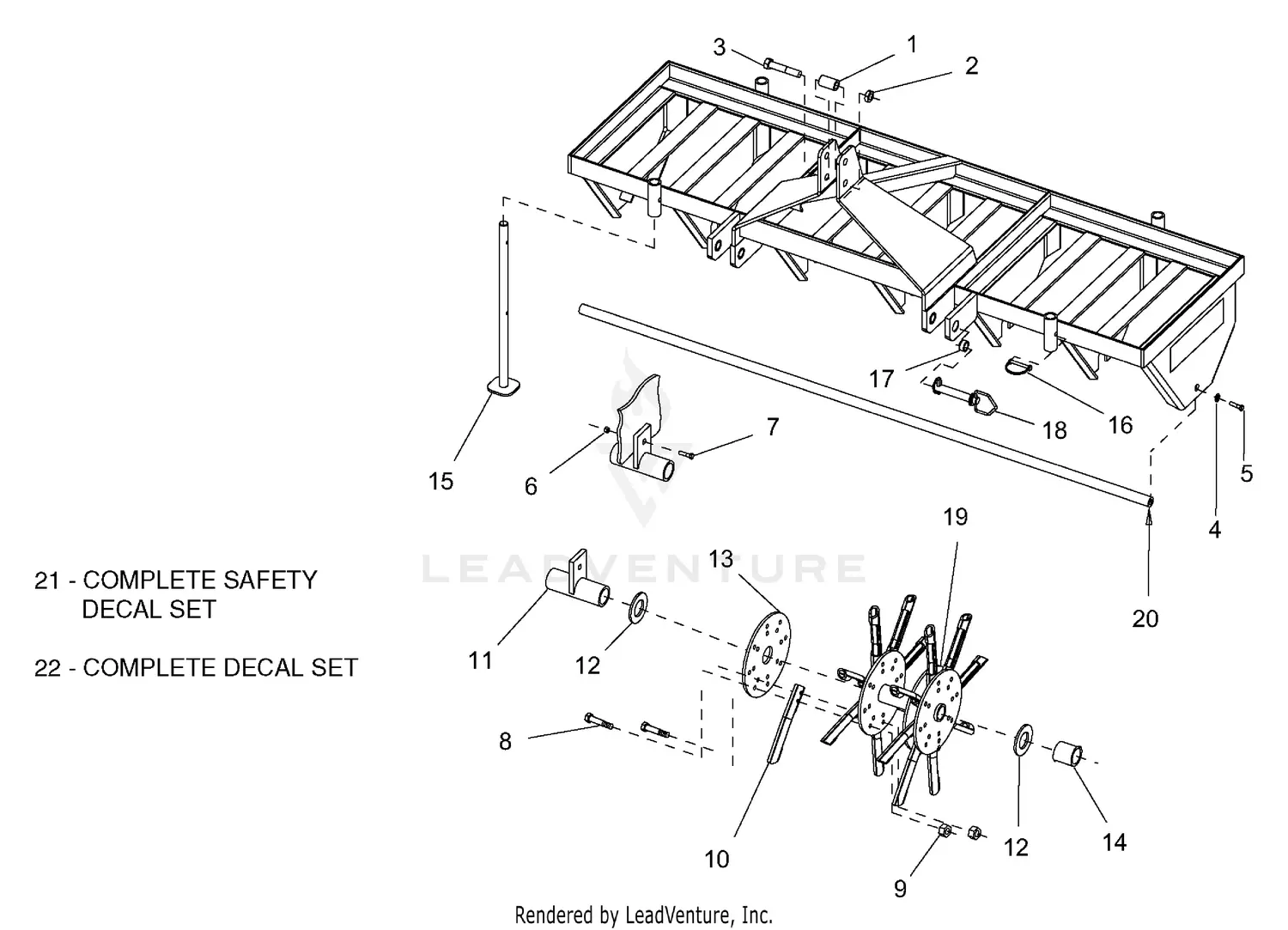 Woods PL72 Core Aerator Parts Diagrams