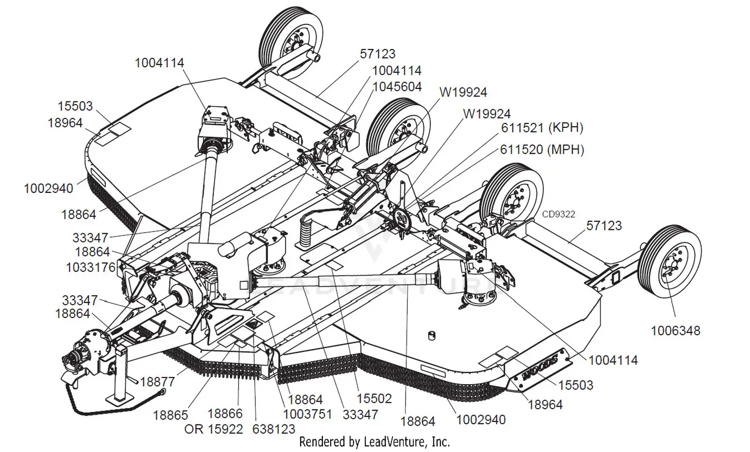 Woods BW15.72 Batwing Parts Diagrams