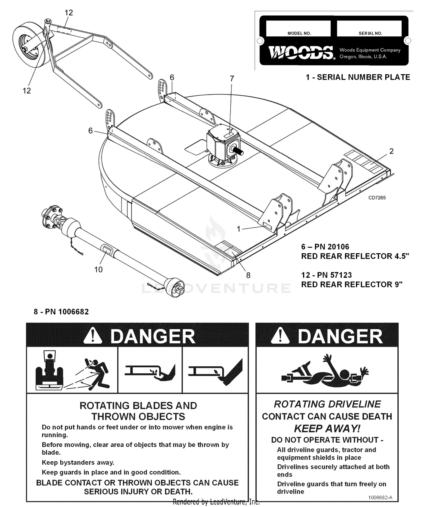 Woods BB60X Rotary Cutter Parts Diagrams