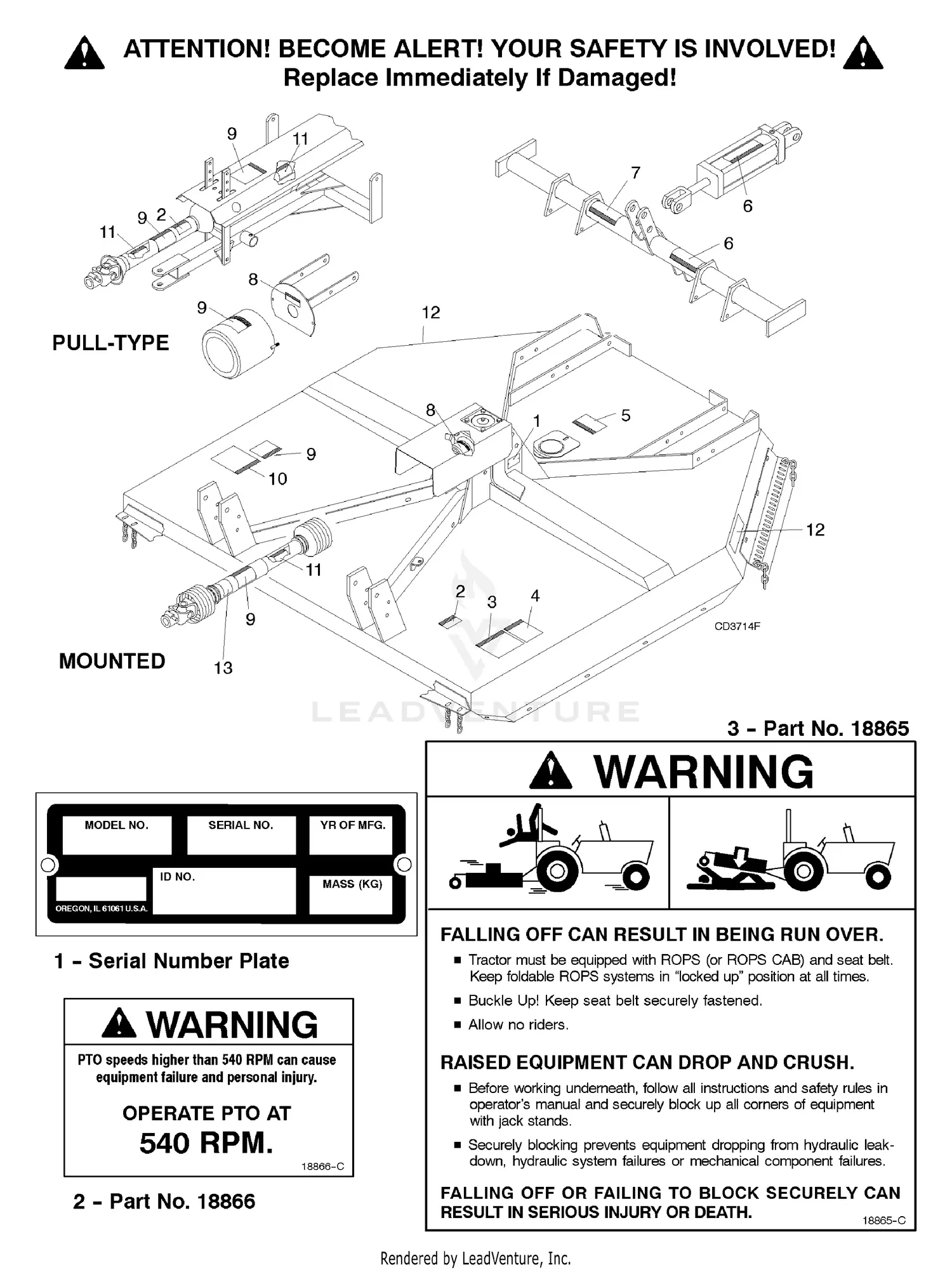 Woods MD184-3 Single Spindle Parts Diagrams