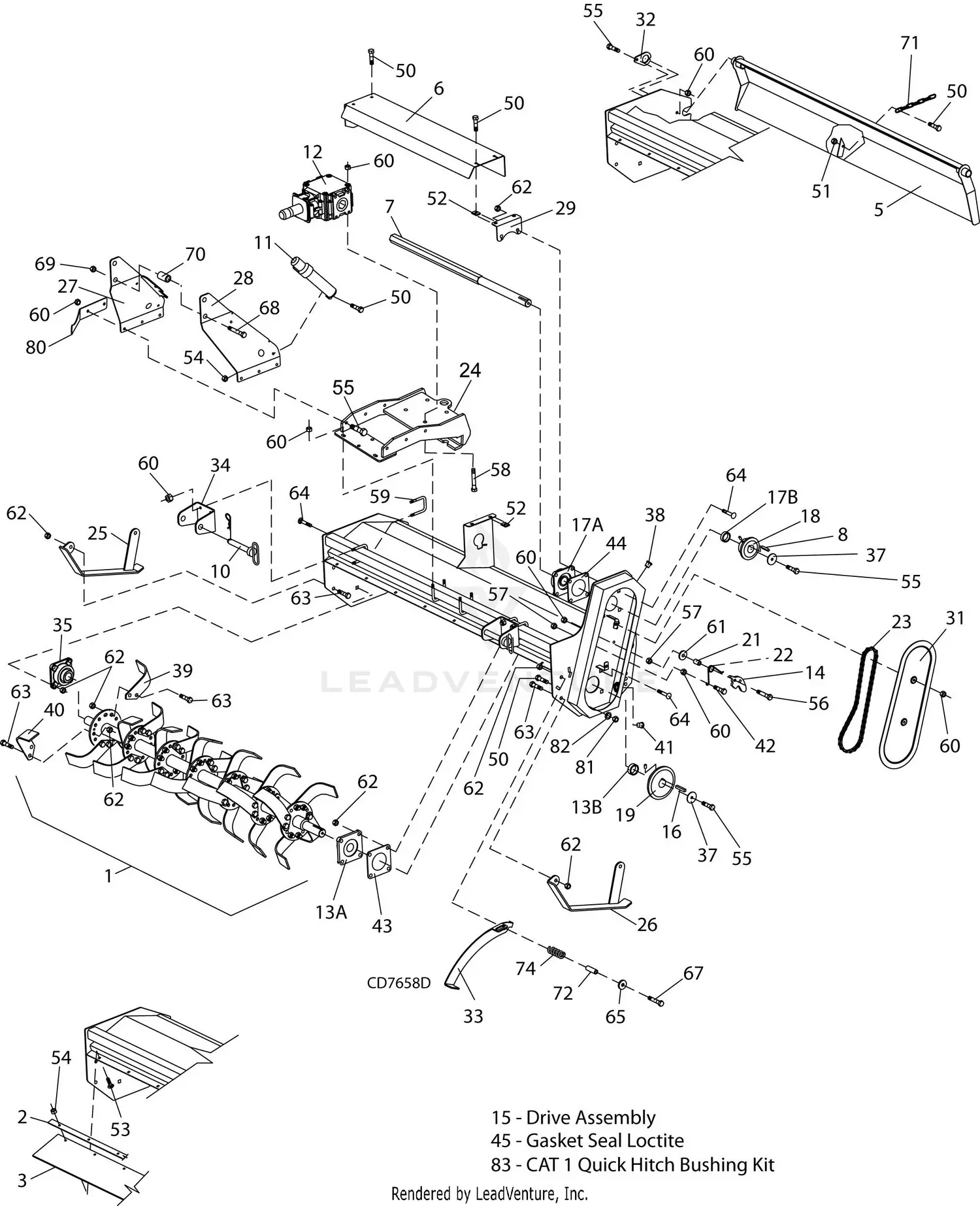 Woods TS52 Rotary Tiller Parts Diagrams