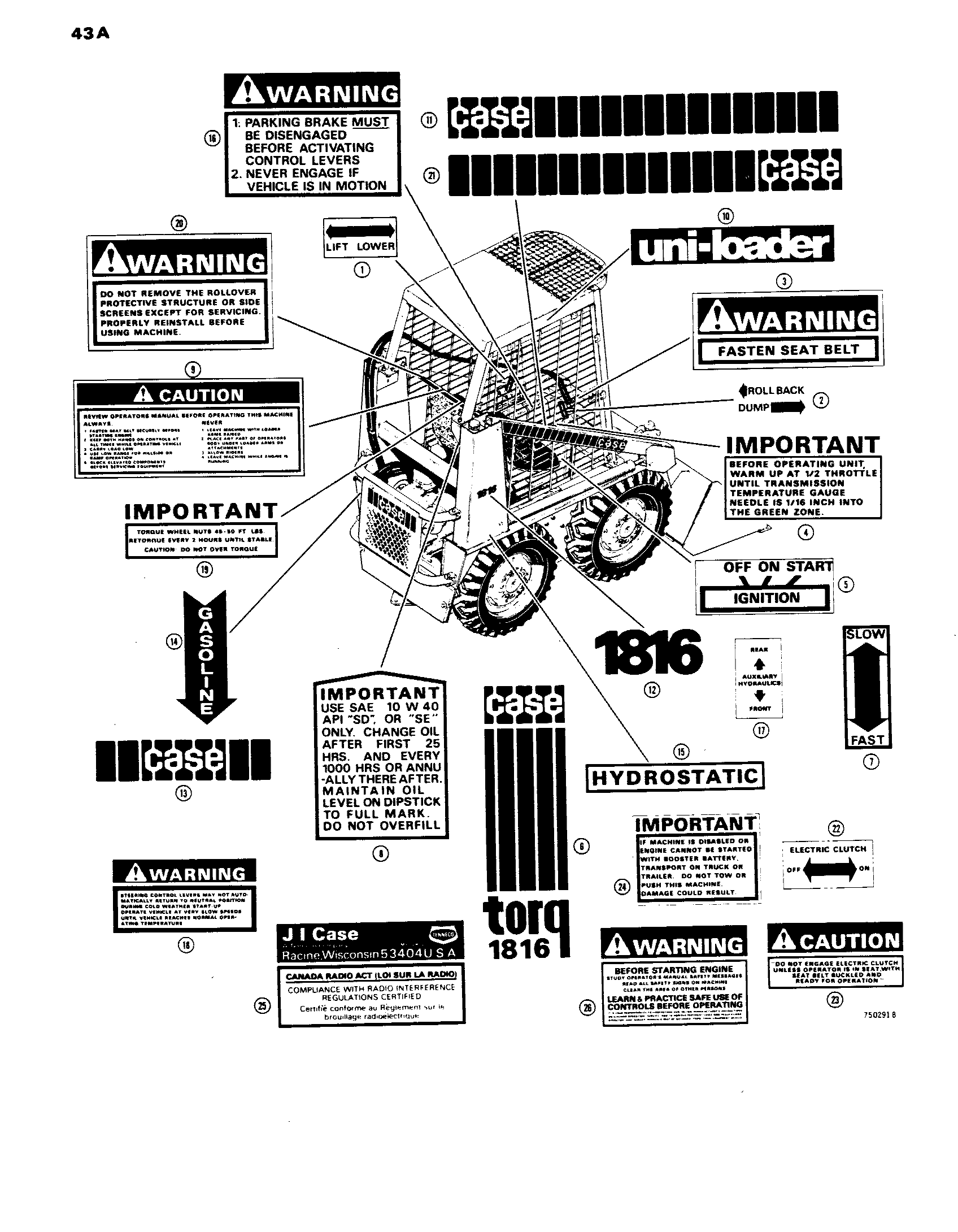 Case IH 1816 - CASE UNI-LOADER SKID STEER LOADER(01/73 - 12/84